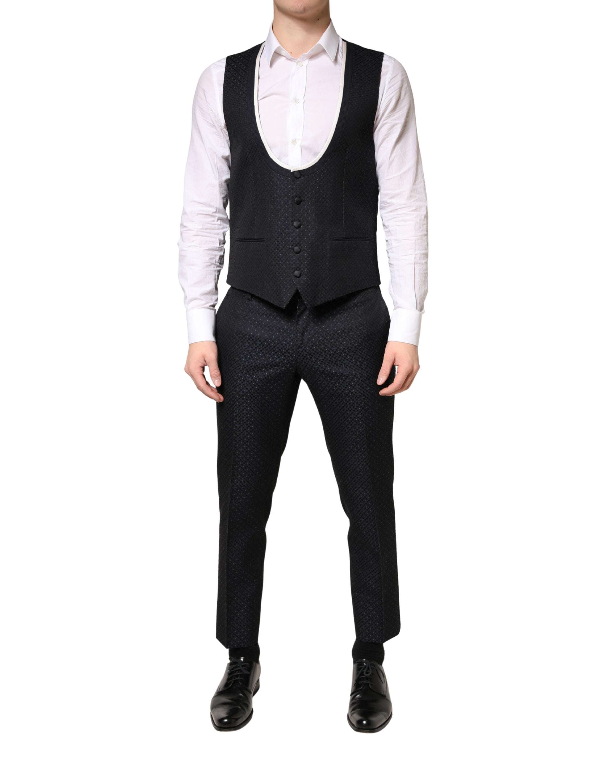 Dolce & Gabbana Black White Single Breasted SICILIA Men 3 Piece Suit - Luxe Marca
