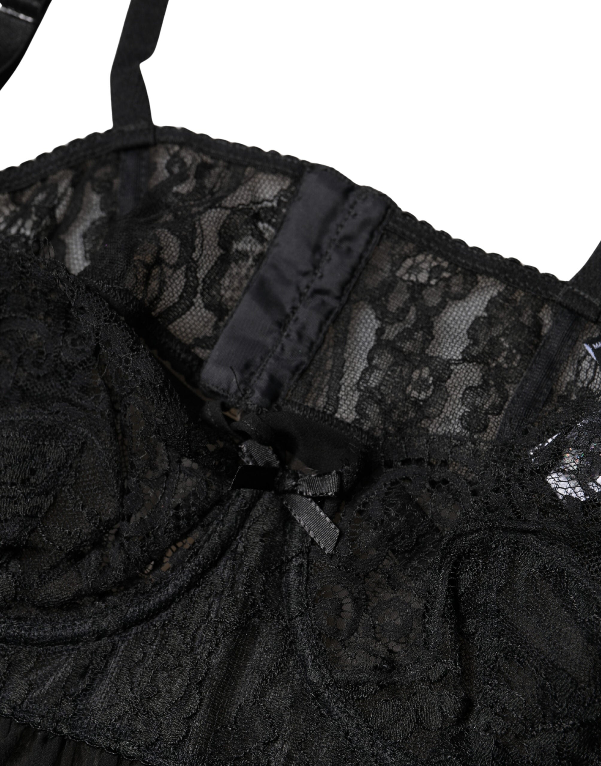Dolce & Gabbana Black Silk Floral Lace Lingerie Top Underwear - Luxe Marca