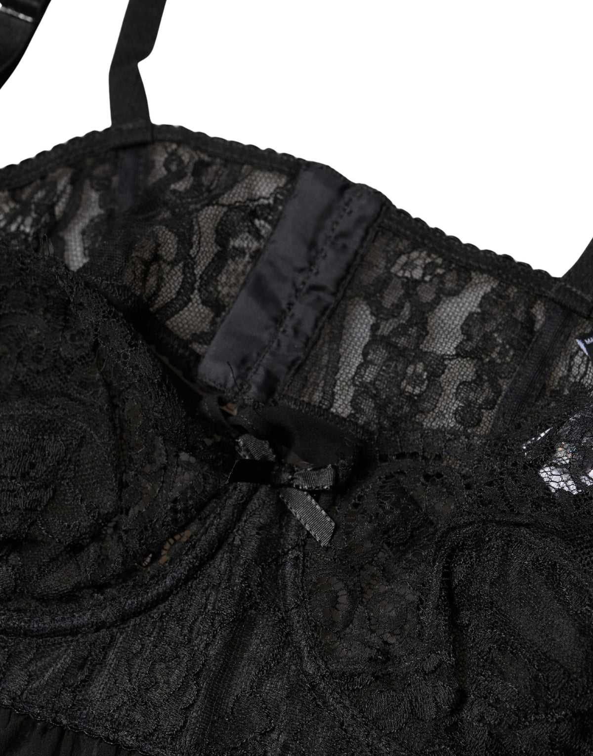 Dolce & Gabbana Black Silk Floral Lace Lingerie Top Underwear
