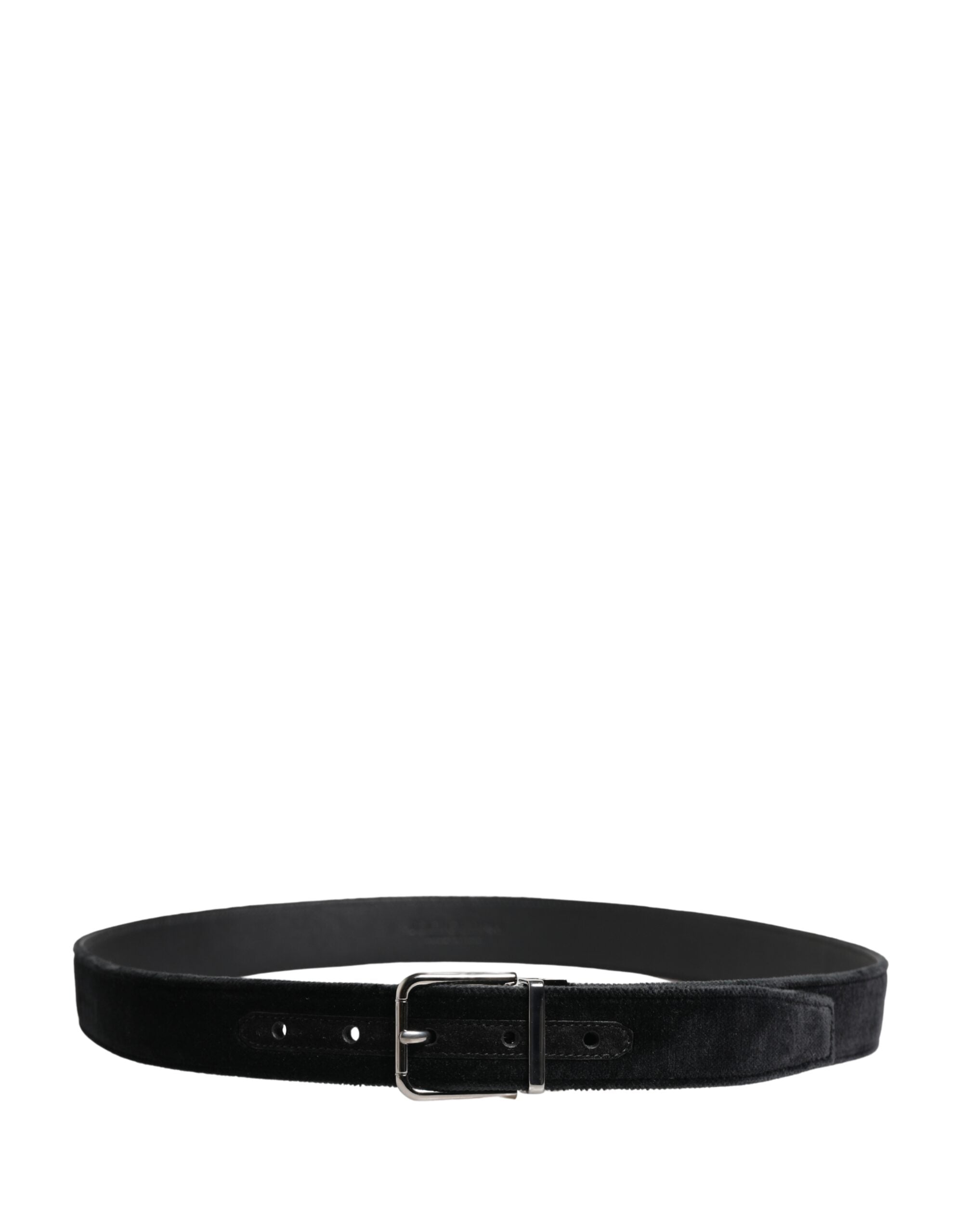 Dolce & Gabbana Black Suede Silver Tone Metal Buckle Men Belt - Luxe Marca