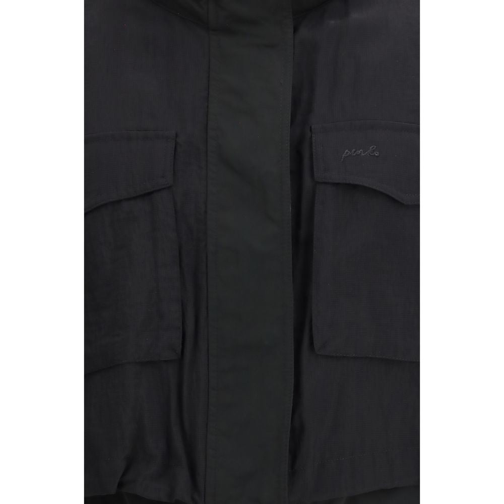 PINKO Black Nylon Sleveless Jacket - Luxe Marca