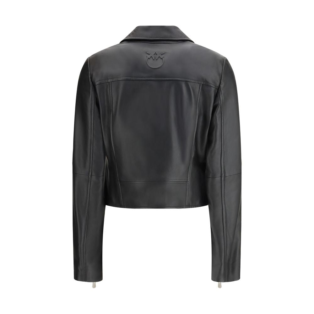 PINKO Black Leather Jacket - Luxe Marca