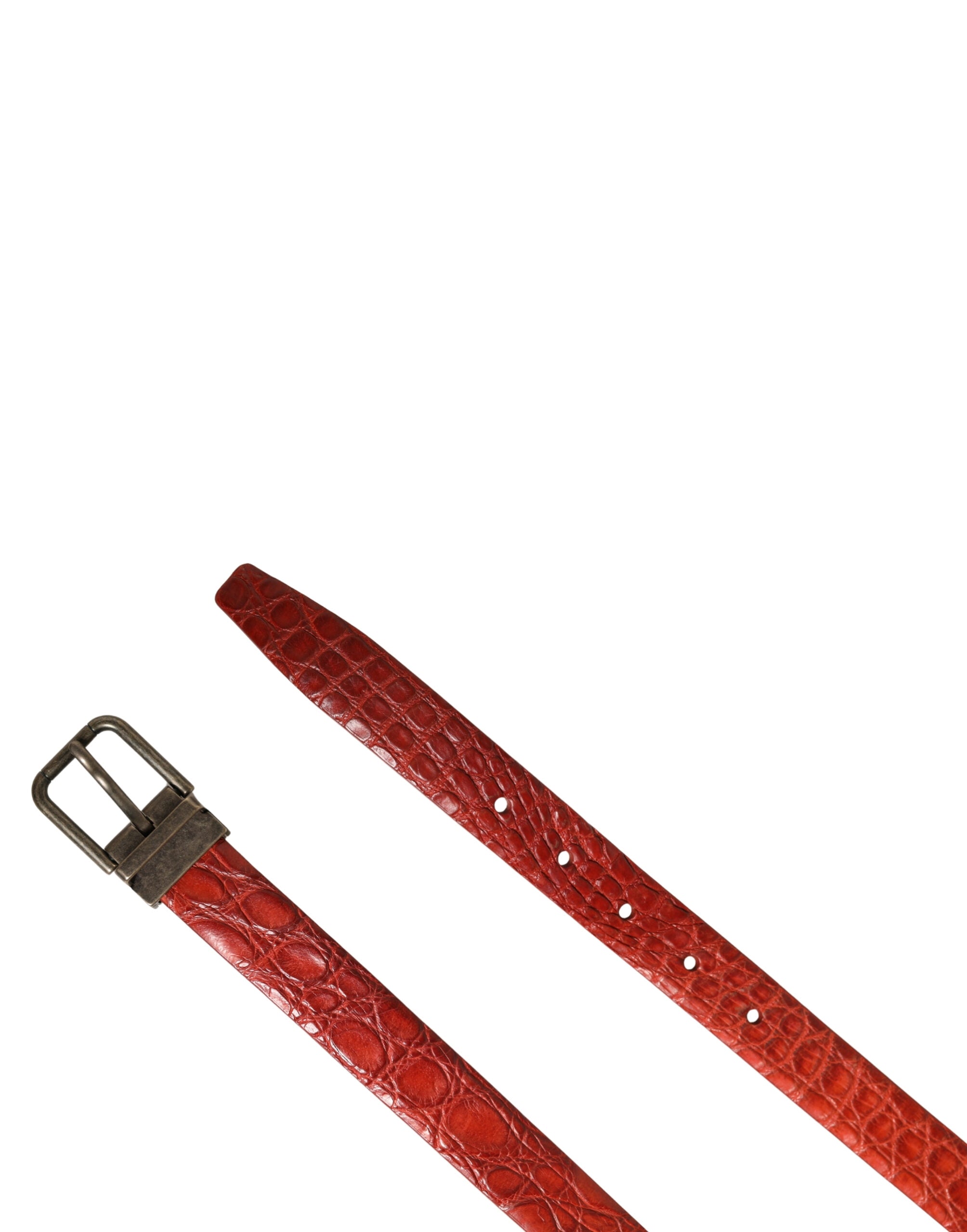 Dolce & Gabbana Red Leather Gold Tone Metal Buckle Men Belt - Luxe Marca