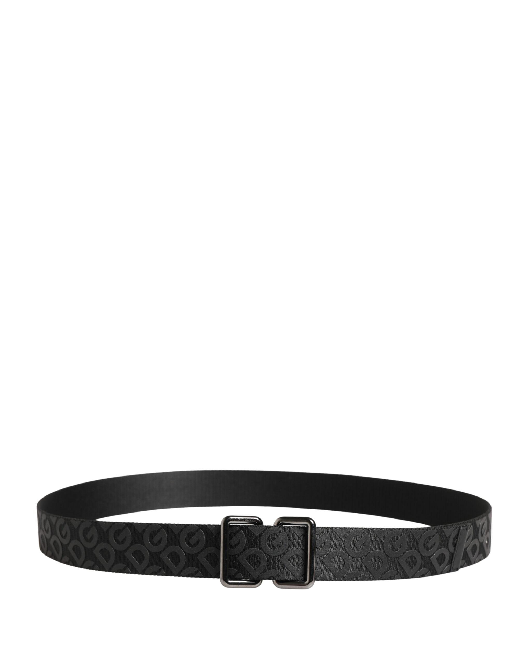 Dolce & Gabbana Black Logo Monogram Silver Metal Buckle Belt - Luxe Marca