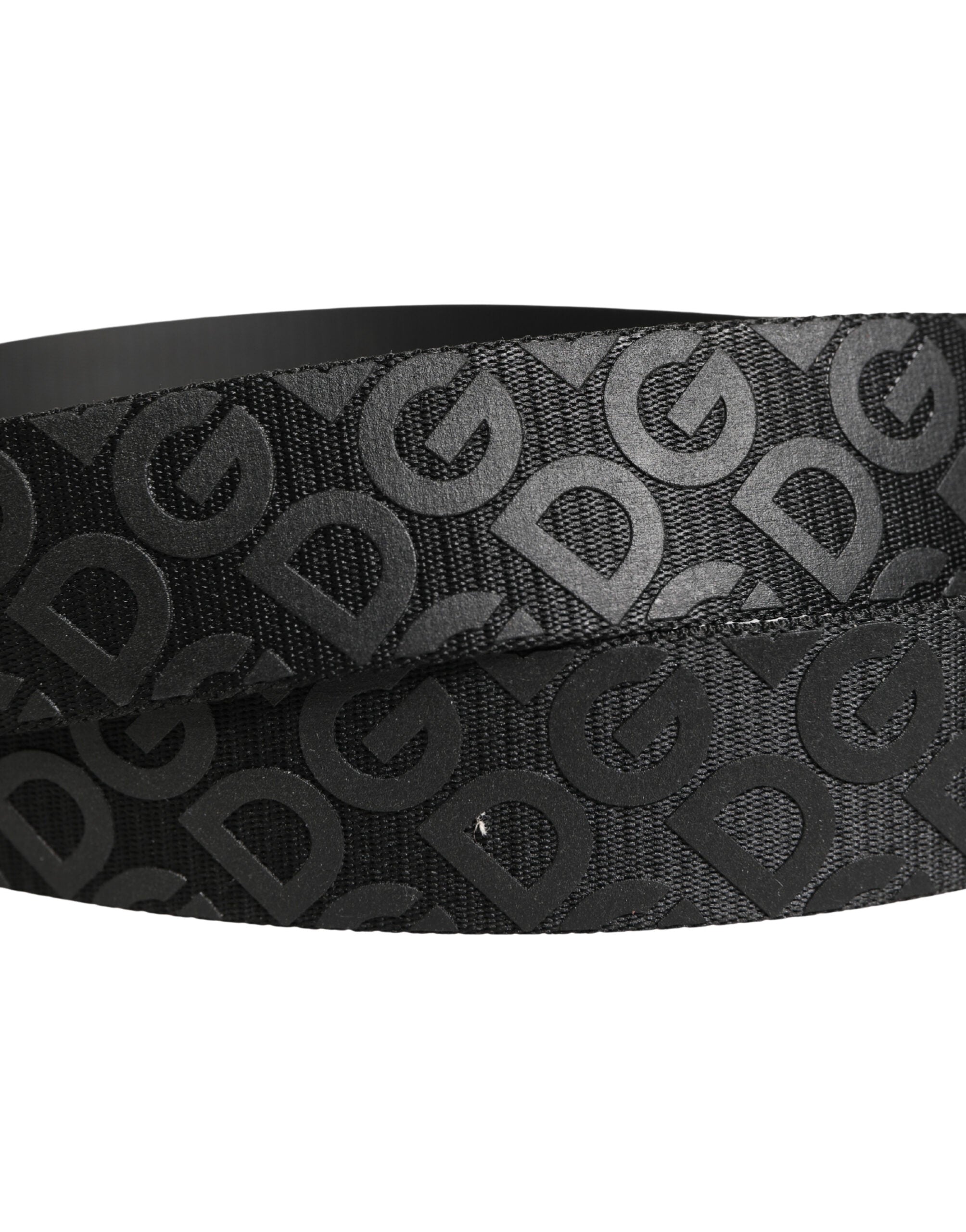 Dolce & Gabbana Black Logo Monogram Silver Metal Buckle Belt - Luxe Marca