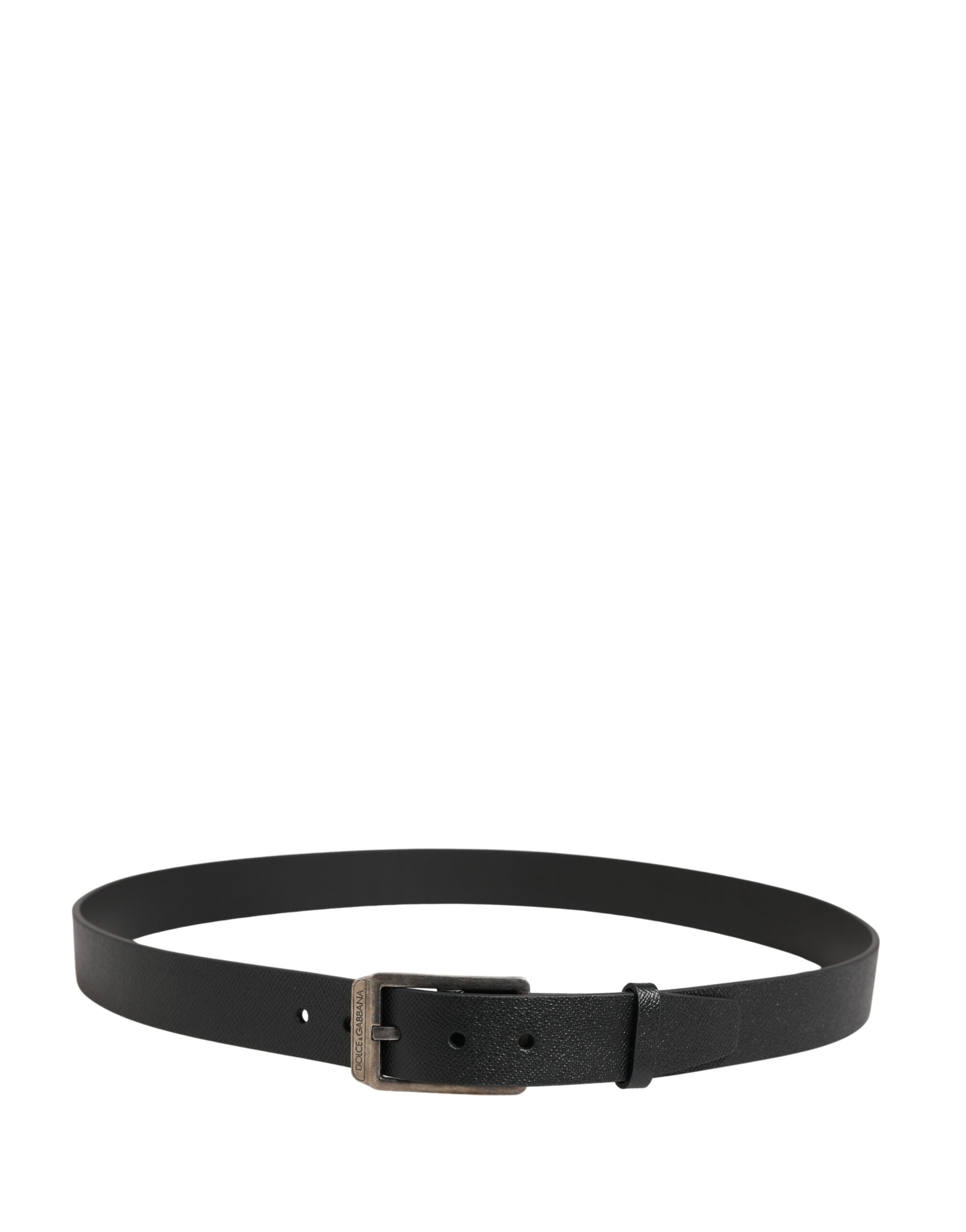 Dolce & Gabbana Black Calf Leather Silver Metal Buckle Belt - Luxe Marca
