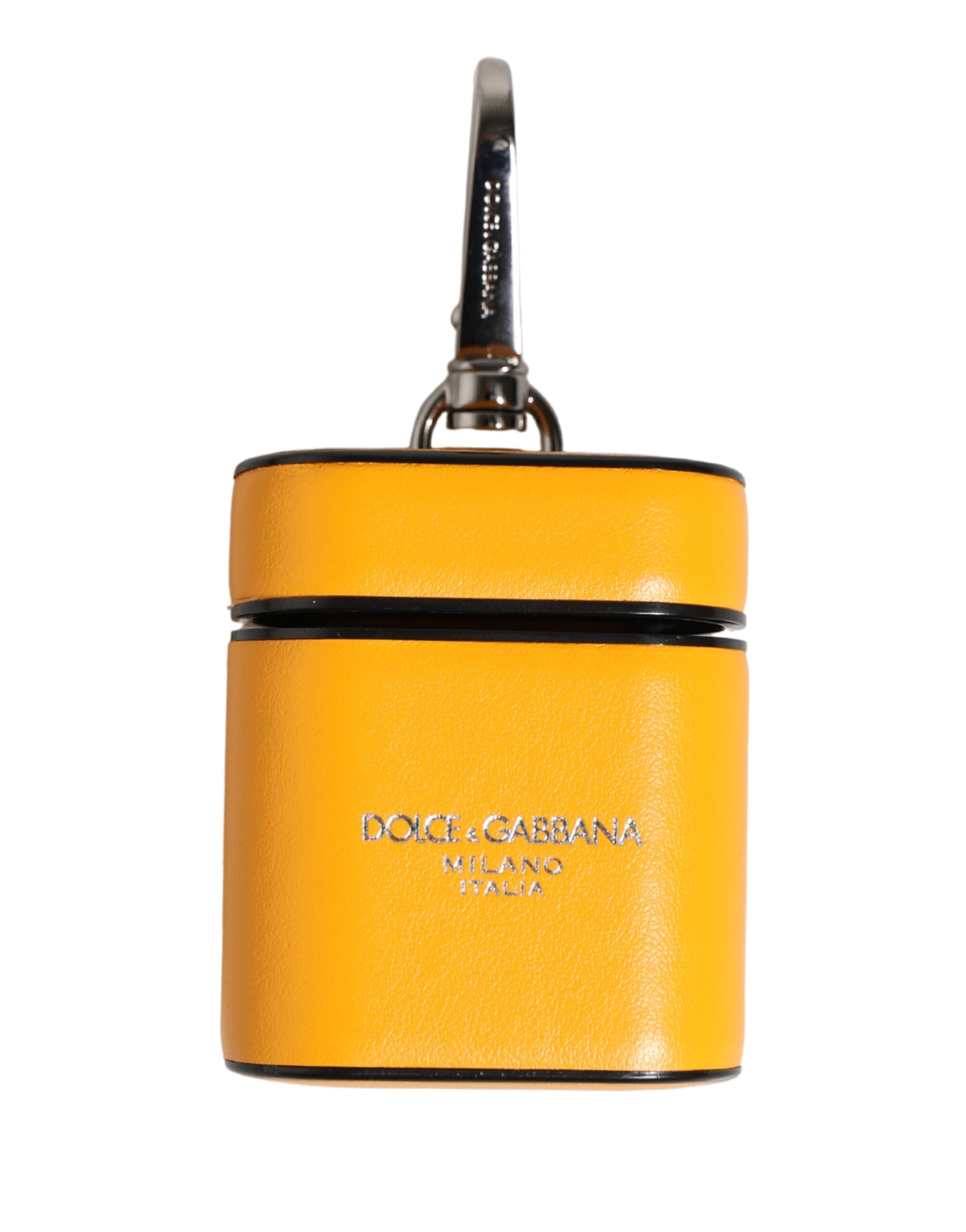 Dolce & Gabbana Case Yellow Calf Leather Logo Flip Holder Strap Airpods - Luxe Marca