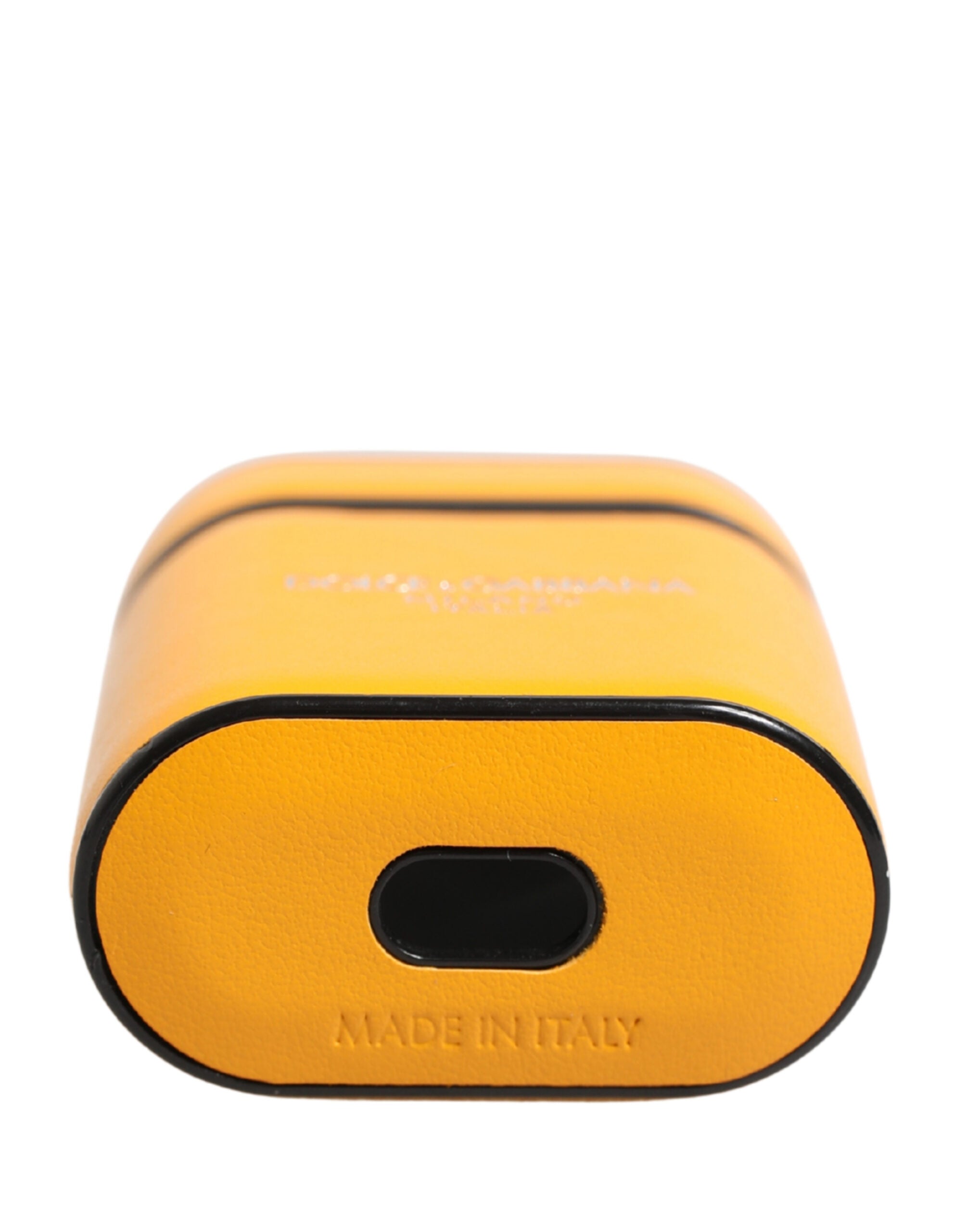 Dolce & Gabbana Case Yellow Calf Leather Logo Flip Holder Strap Airpods - Luxe Marca