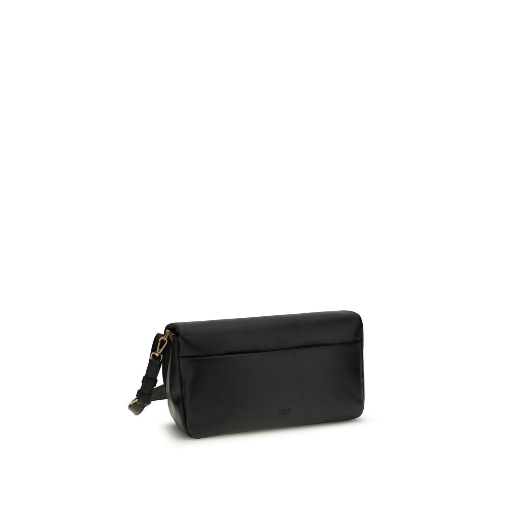 PINKO Black Calf Leather Bos Taurus Shoulder Bag - Luxe Marca