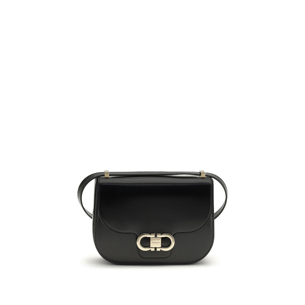 Ferragamo Black Calf Leather Bos Taurus Shoulder Bag - Luxe Marca