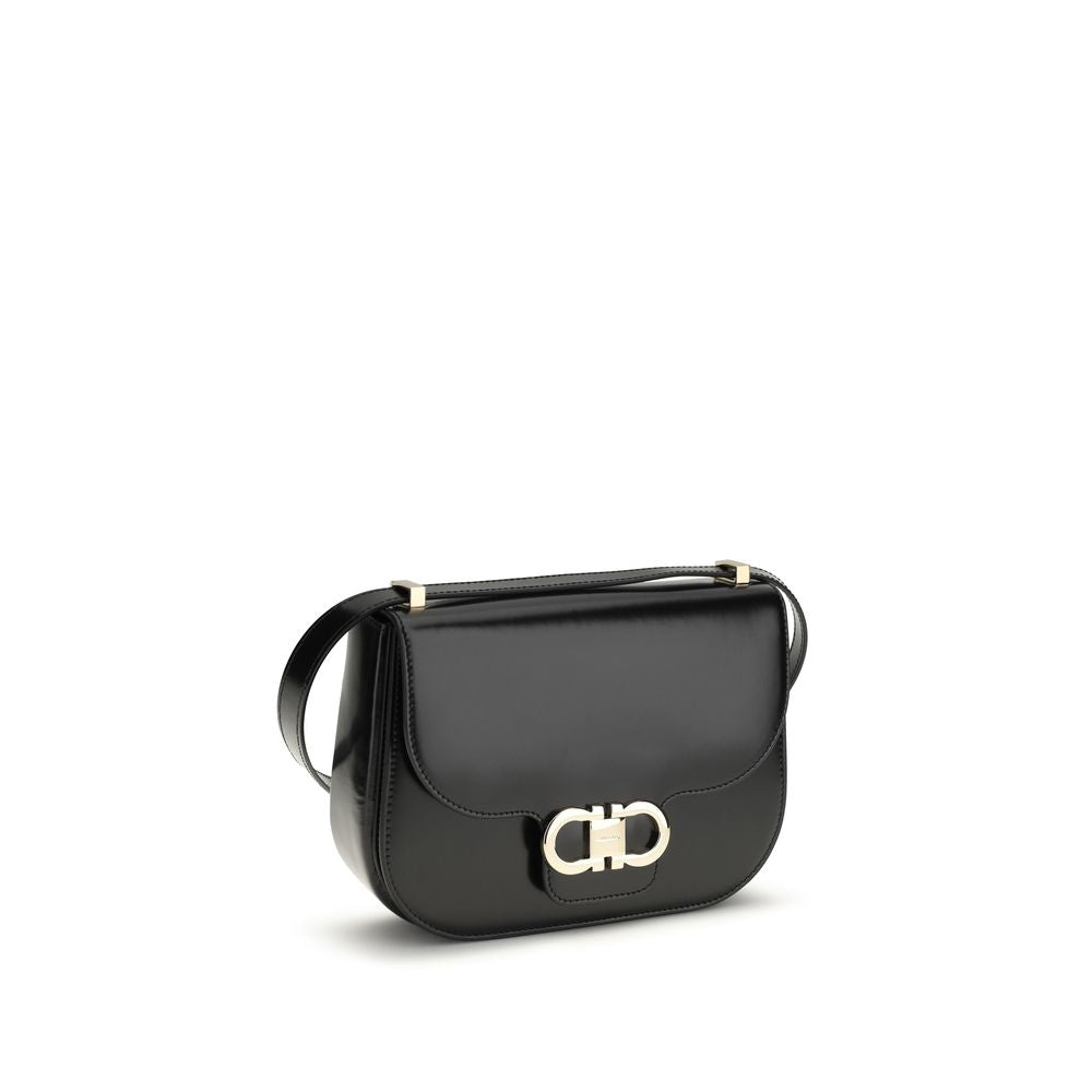 Ferragamo Black Calf Leather Bos Taurus Shoulder Bag - Luxe Marca