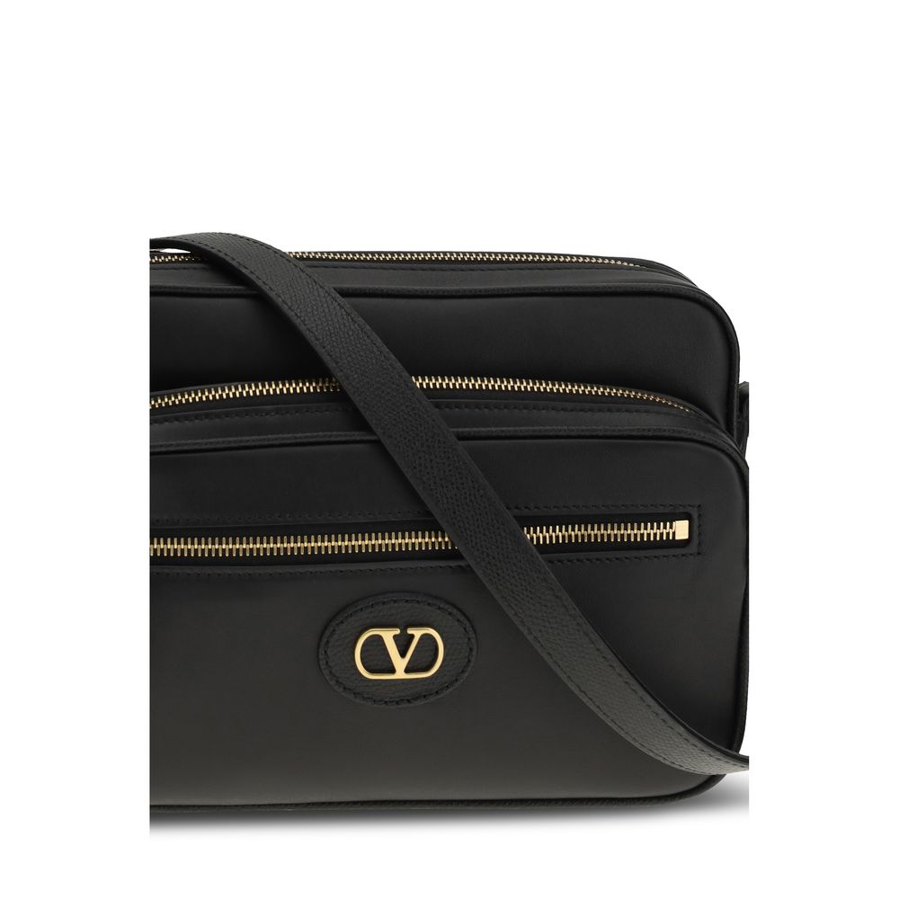 Valentino Garavani Black Calf Leather Bos Taurus Shoulder Bag - Luxe Marca