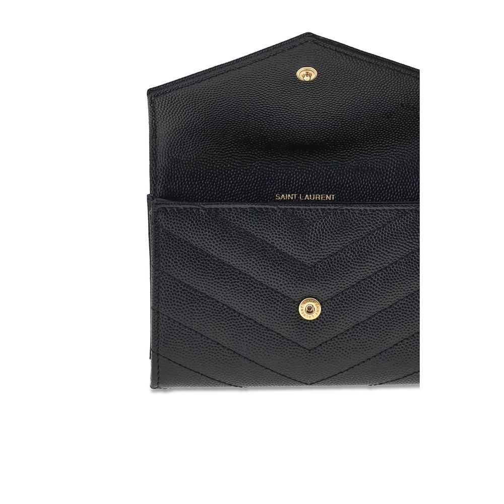 Saint Laurent Black Calf Leather Bos Taurus Wallet - Luxe Marca