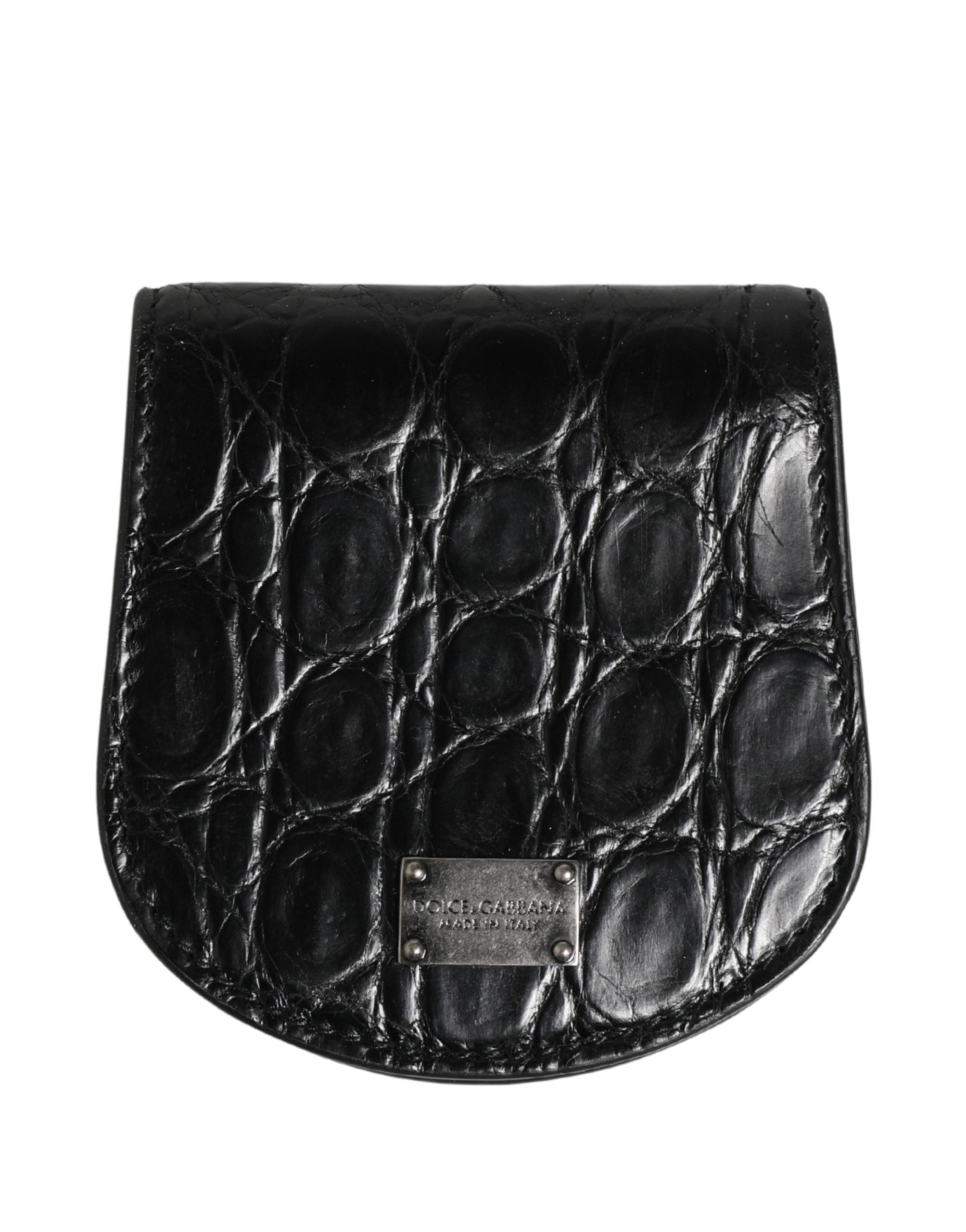 Dolce & Gabbana Black Exotic Skin Condom Case Holder Pocket Wallet - Luxe Marca