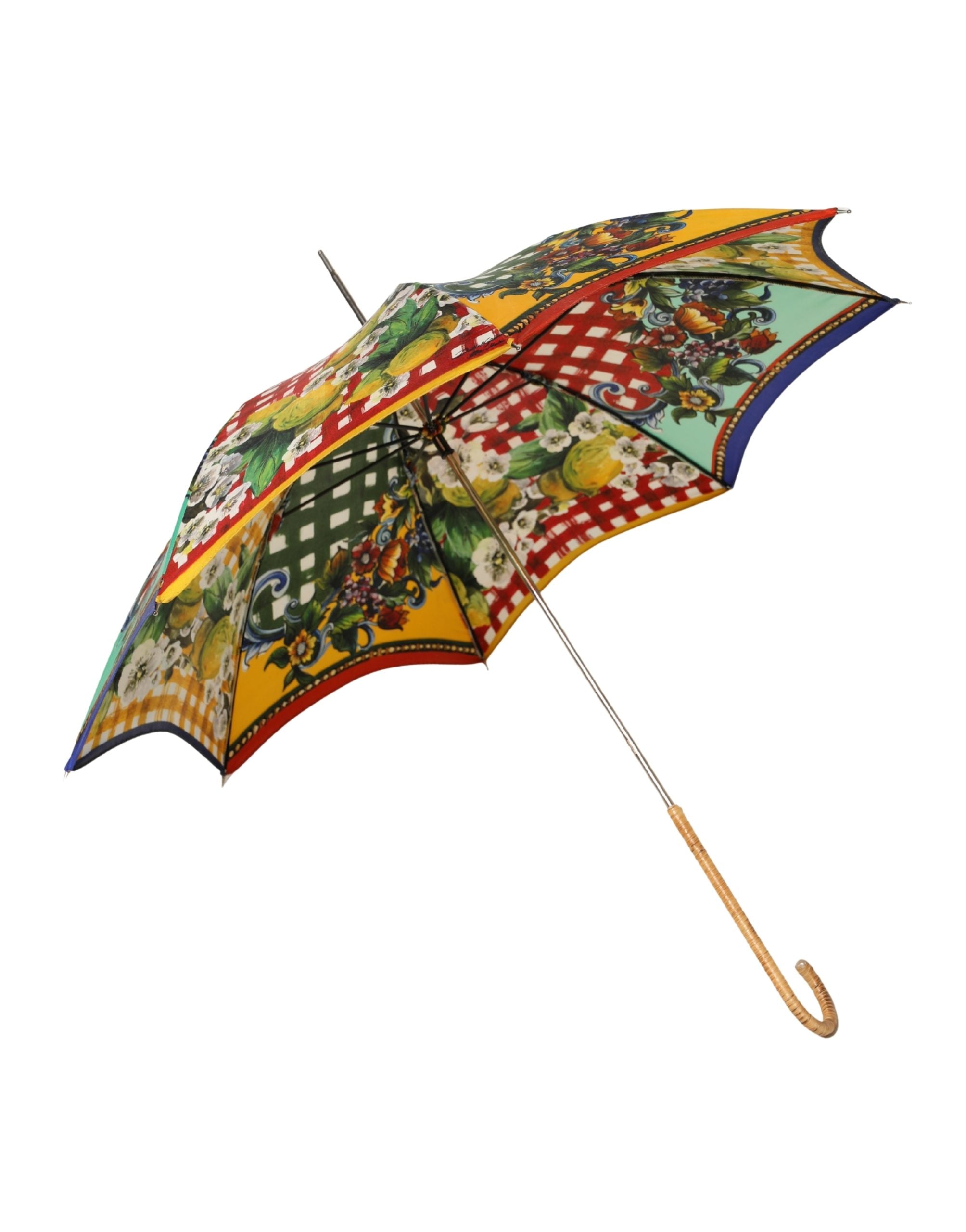 Dolce & Gabbana Multicolor Carretto Siciliano Print Collapsible Umbrella - Luxe Marca