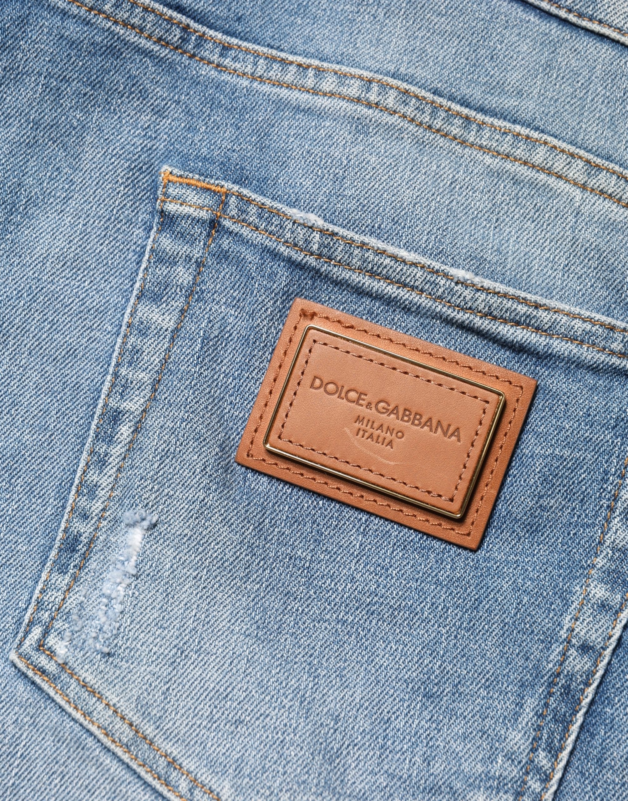 Dolce & Gabbana Blue Tattered Slim Fit Men Cotton Denim Jeans - Luxe Marca