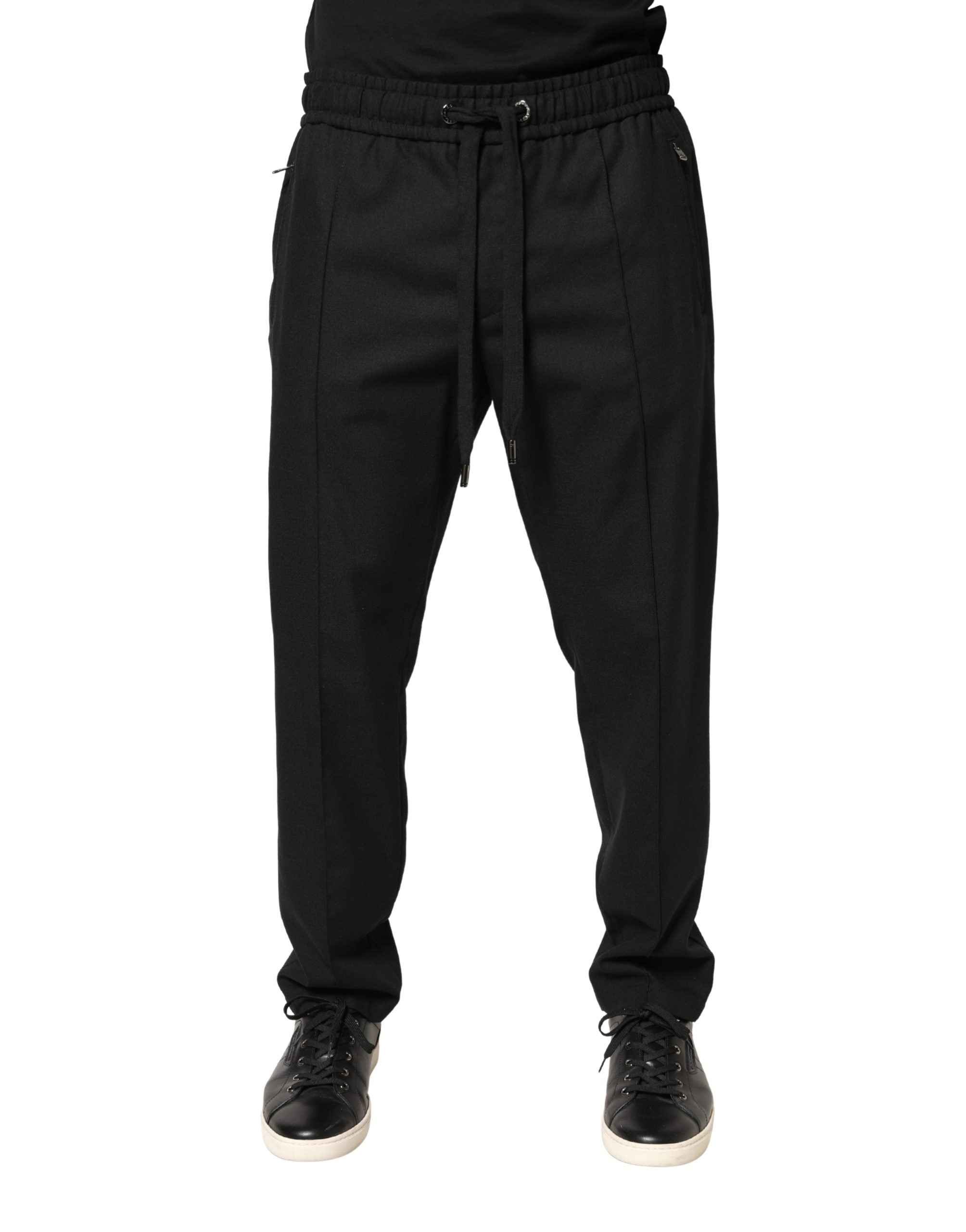 Dolce & Gabbana Black Wool Skinny Jogger Trouser Pants - Luxe Marca