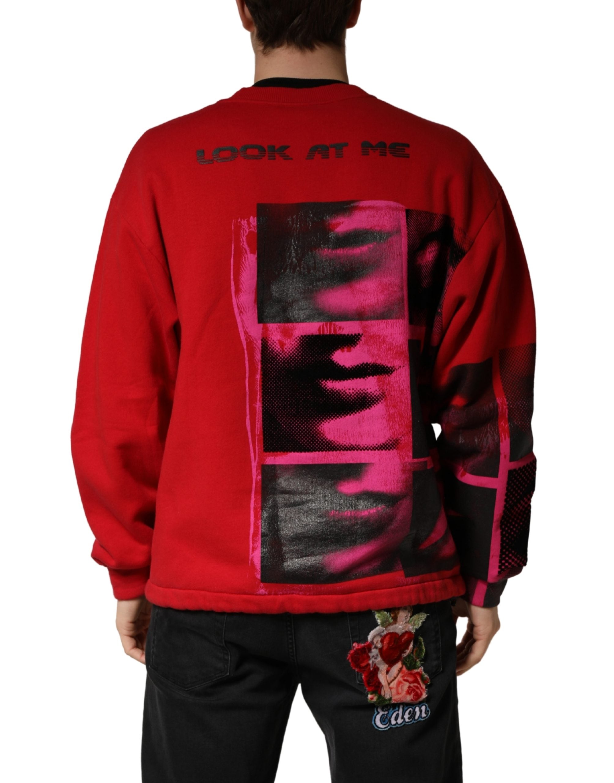 Dolce & Gabbana Red Graphic Crew Neck Men Sweatshirt Sweater - Luxe Marca
