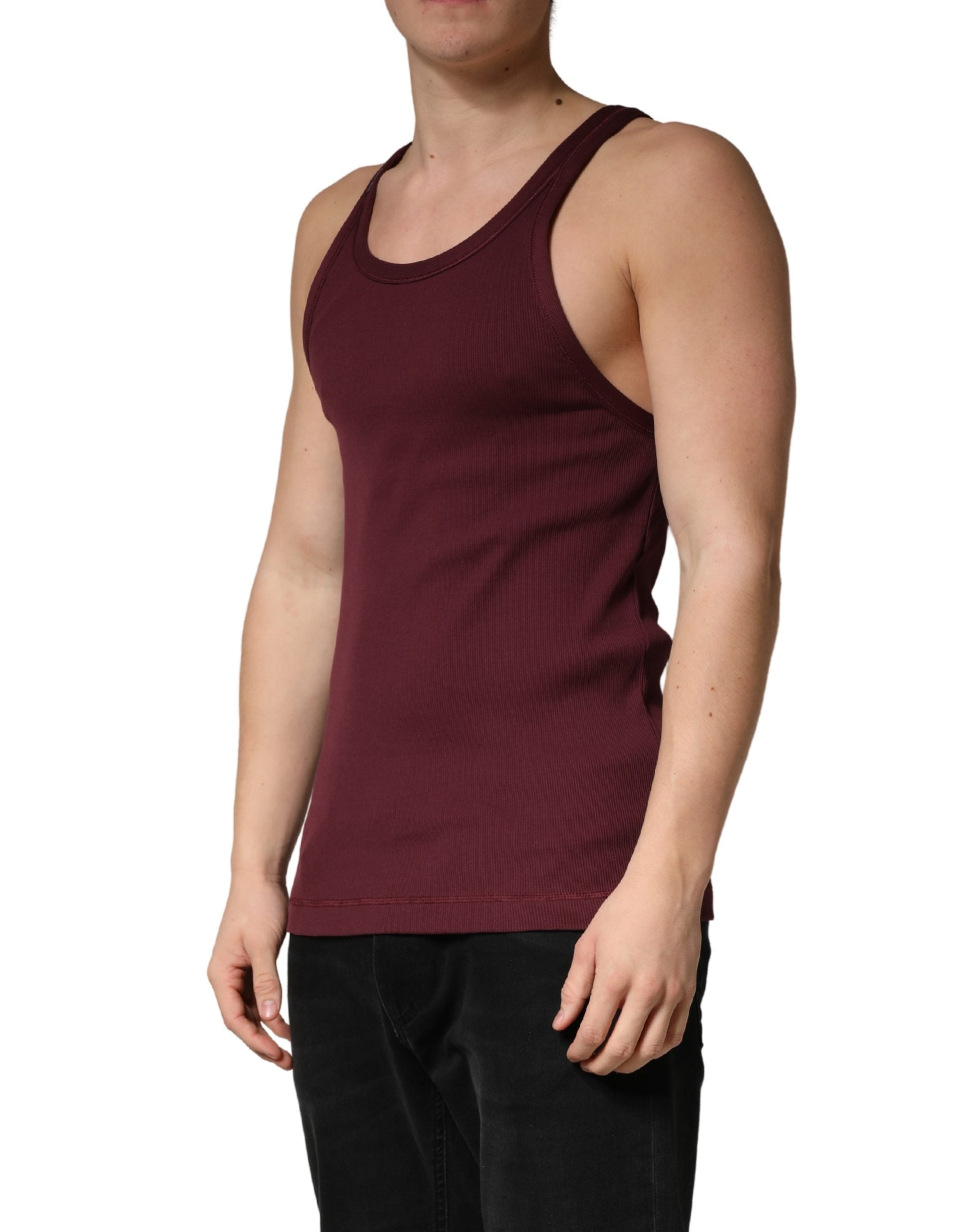 Dolce & Gabbana Maroon Sleeveless Round Neck Tank Top T-shirt