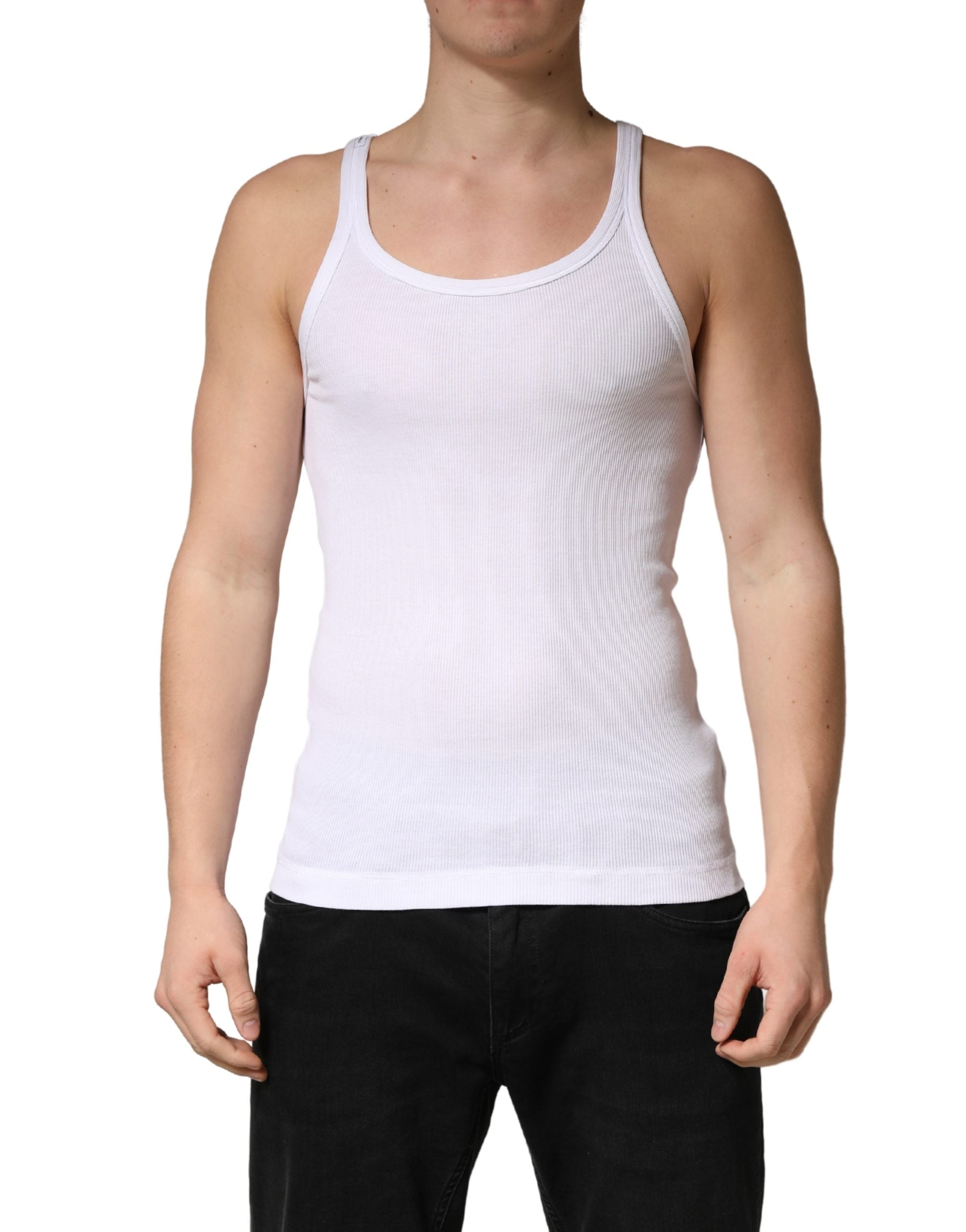 Dolce & Gabbana White Sleeveless Round Neck Tank Top T-shirt
