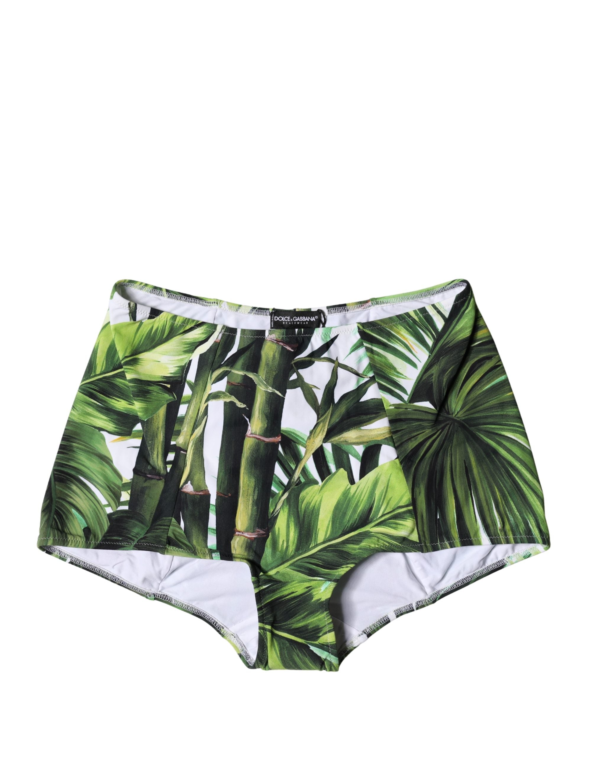 Dolce & Gabbana Green Leaf Print High-Waisted Girdle Underwear - Luxe Marca