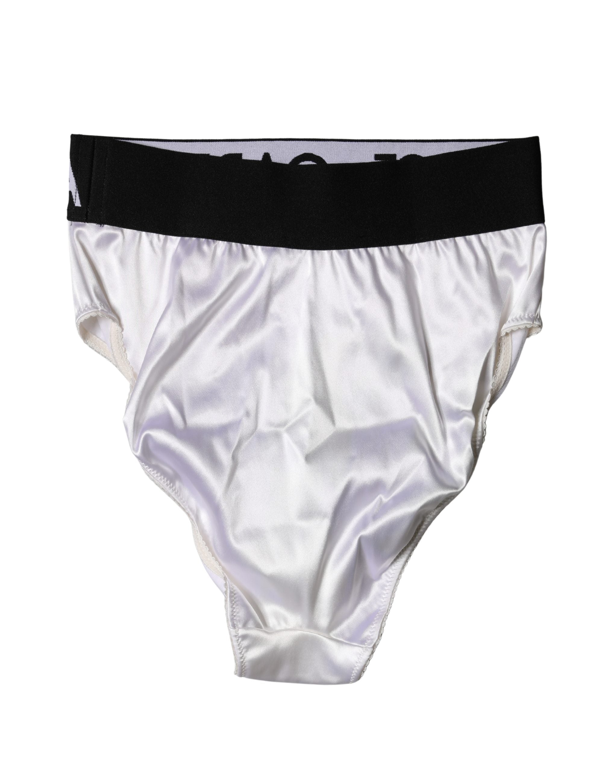 Dolce & Gabbana White Logo Brief High Waist Panty Underwear - Luxe Marca