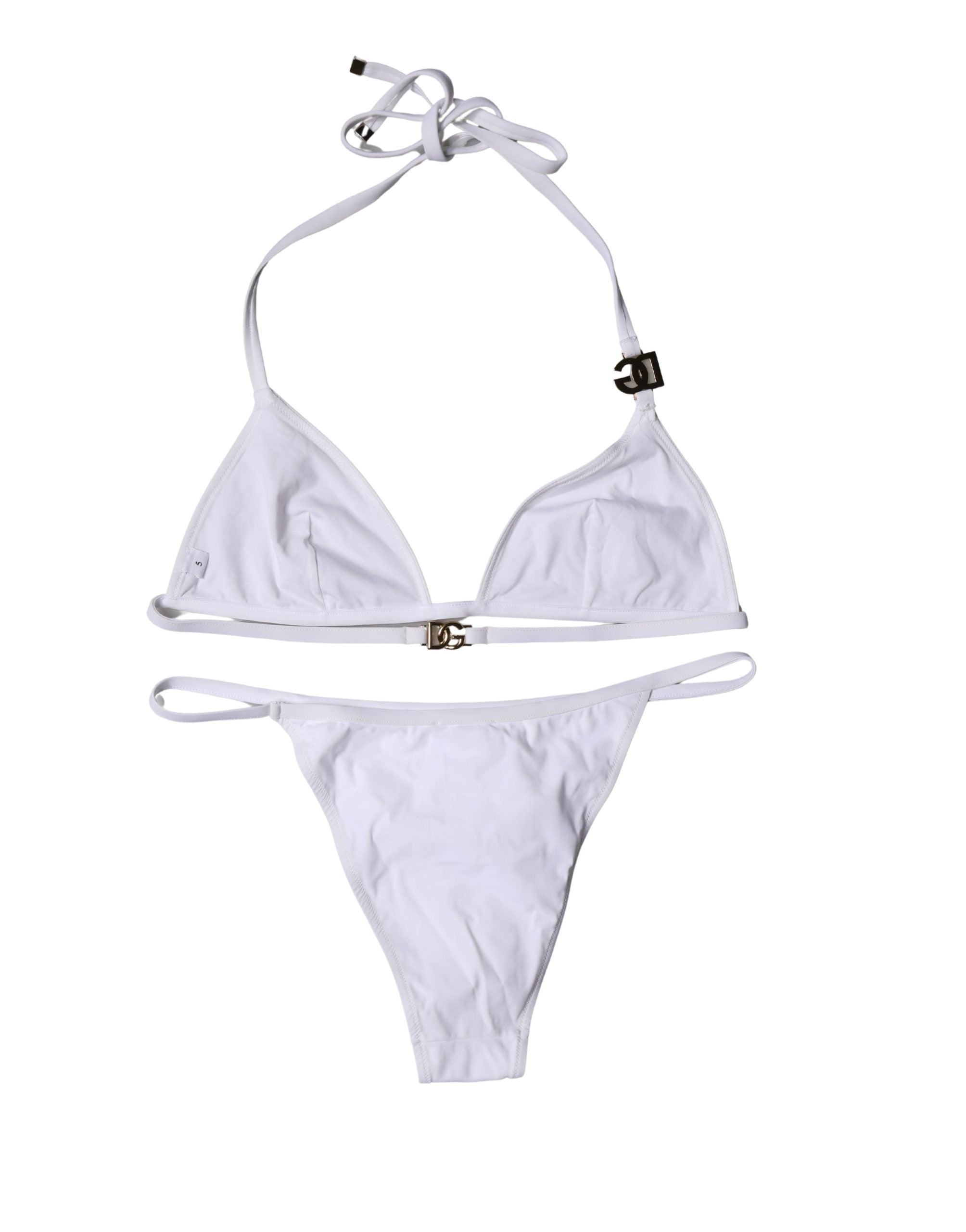 Dolce & Gabbana White Logo Swimsuit 2 Piece Top Bottom Swimwear - Luxe Marca