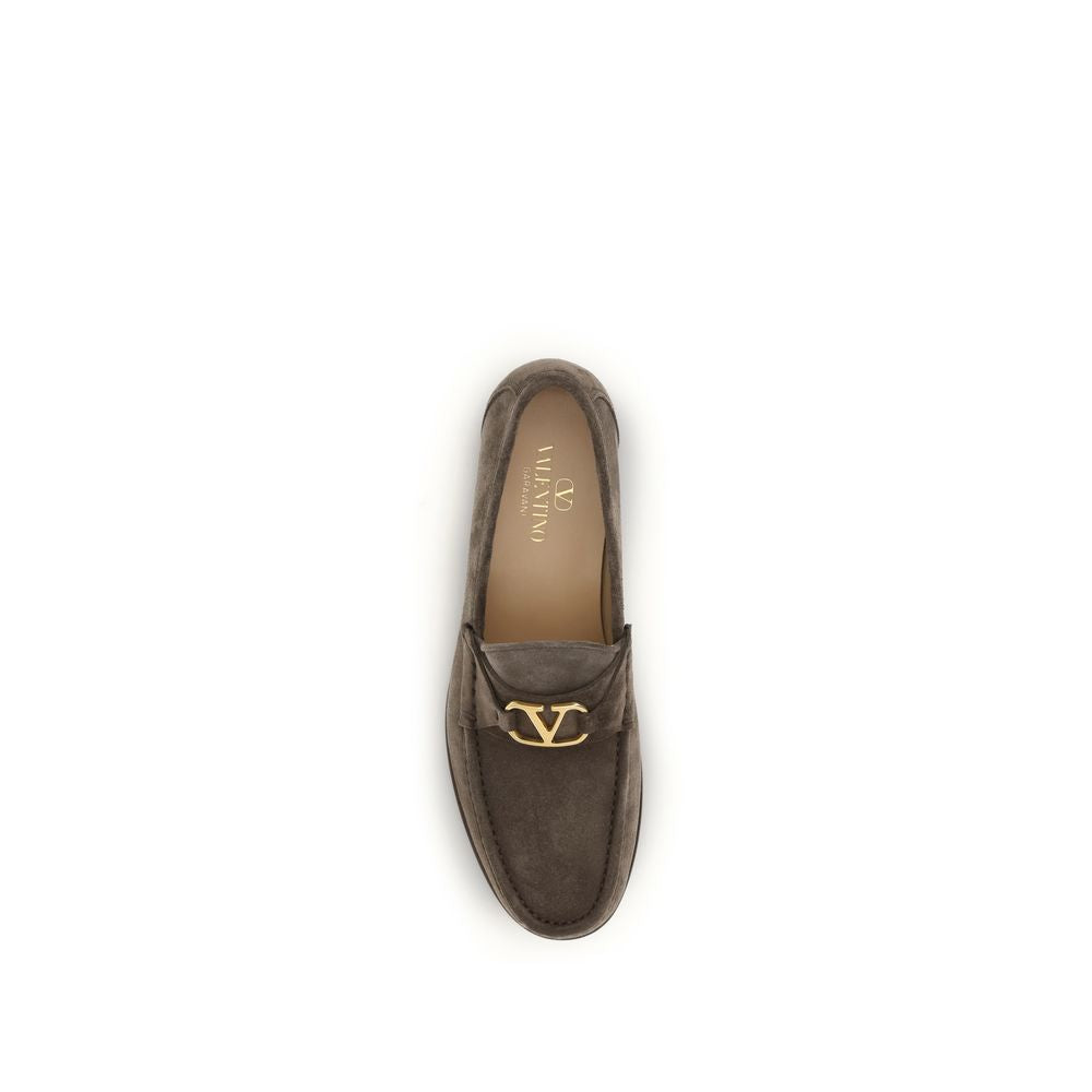 Valentino Garavani Brown Calf Leather Bos Taurus Slip-On Loafers - Luxe Marca