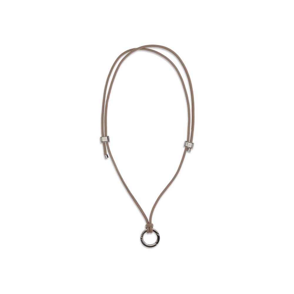 Brunello Cucinelli Black Calf Leather Bos Taurus Necklace - Luxe Marca