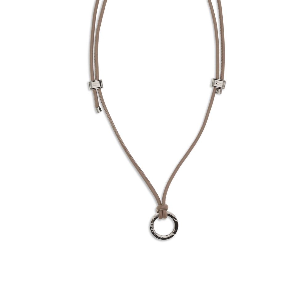 Brunello Cucinelli Black Calf Leather Bos Taurus Necklace - Luxe Marca