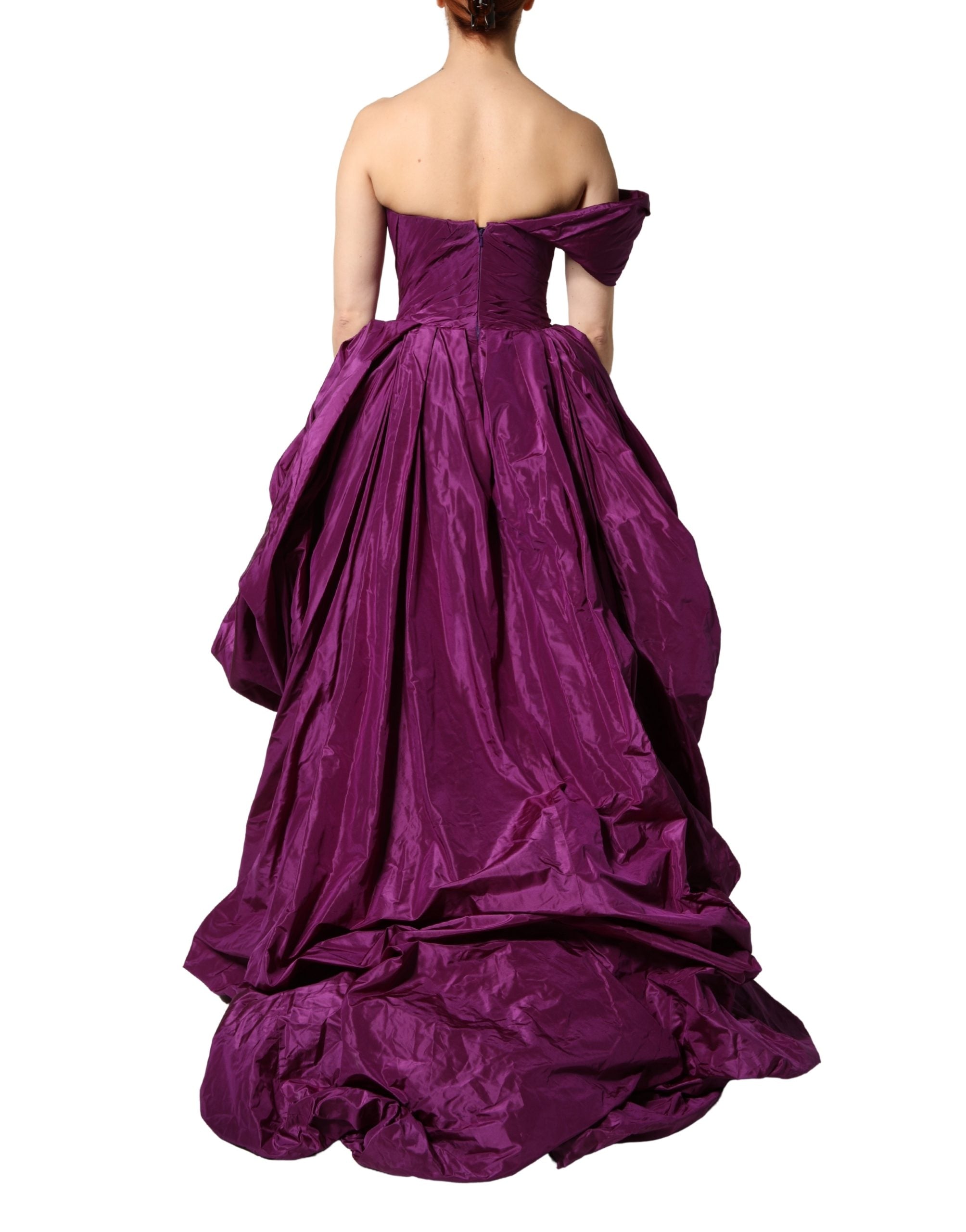 Dolce & Gabbana Purple Strapless A-line Asymmetric Dress - Luxe Marca