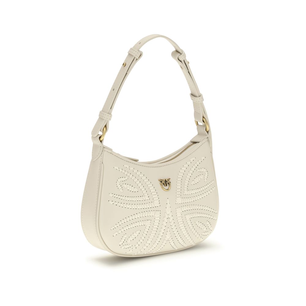 PINKO White Calf Leather Bos Taurus Shoulder Bag