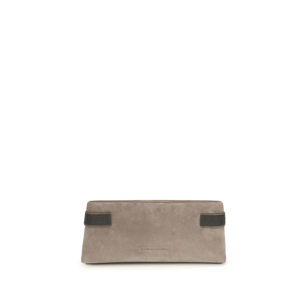 Brunello Cucinelli Gray Calf Leather Bos Taurus Clutch Bag - Luxe Marca