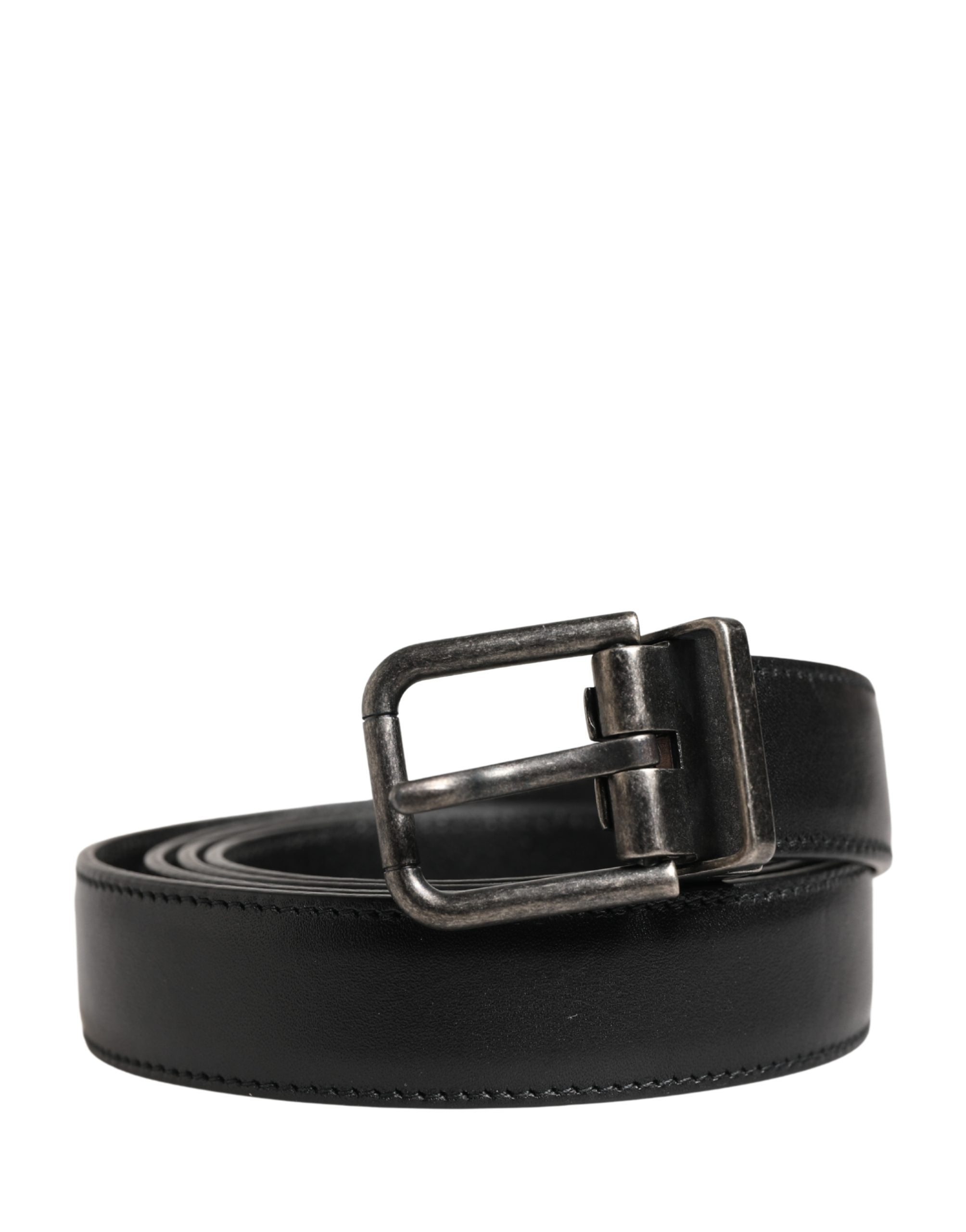 Dolce & Gabbana Men Black Classic Leather Metal Buckle Belt - Luxe Marca