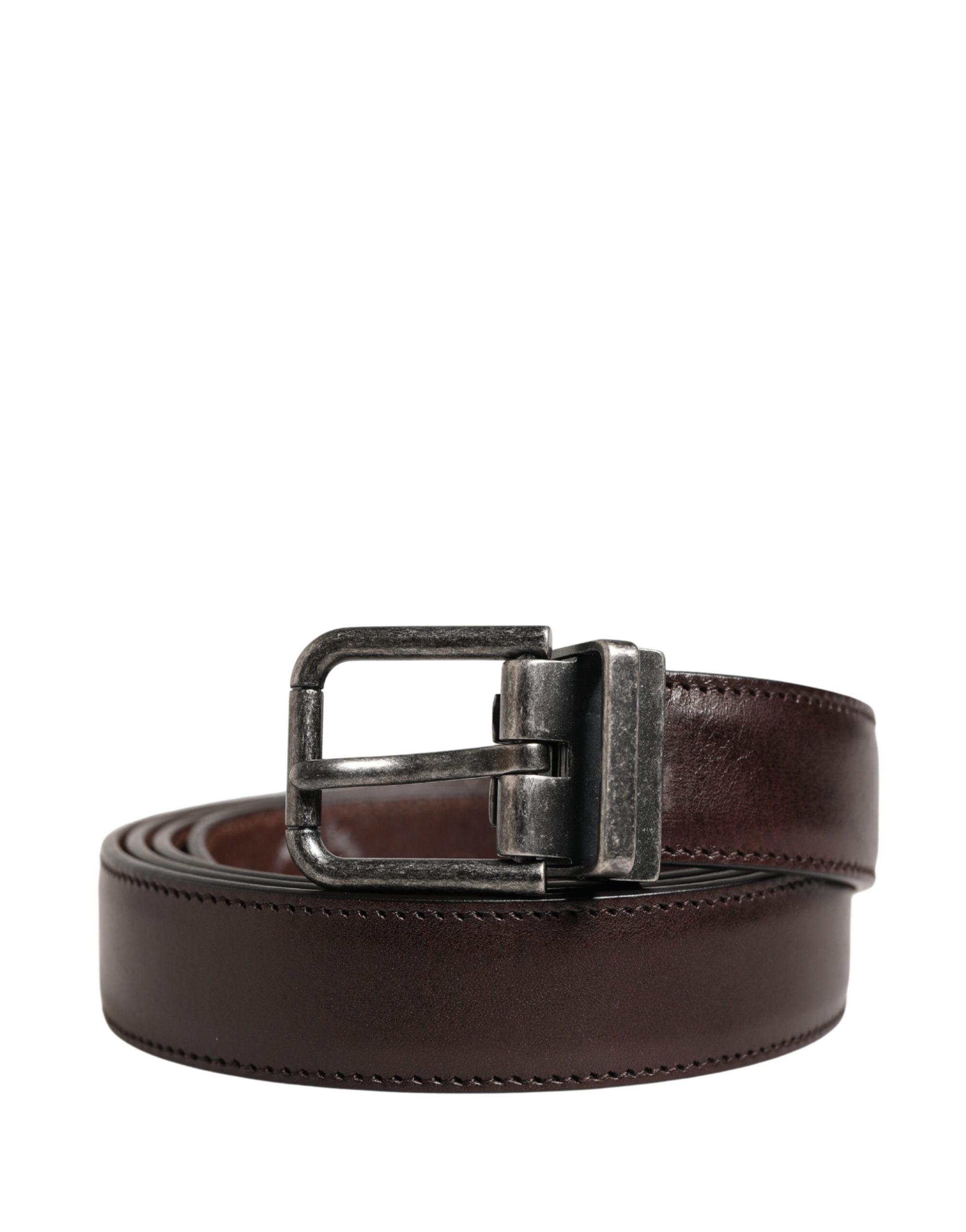 Dolce & Gabbana Men Brown Classic Leather Metal Buckle Belt - Luxe Marca