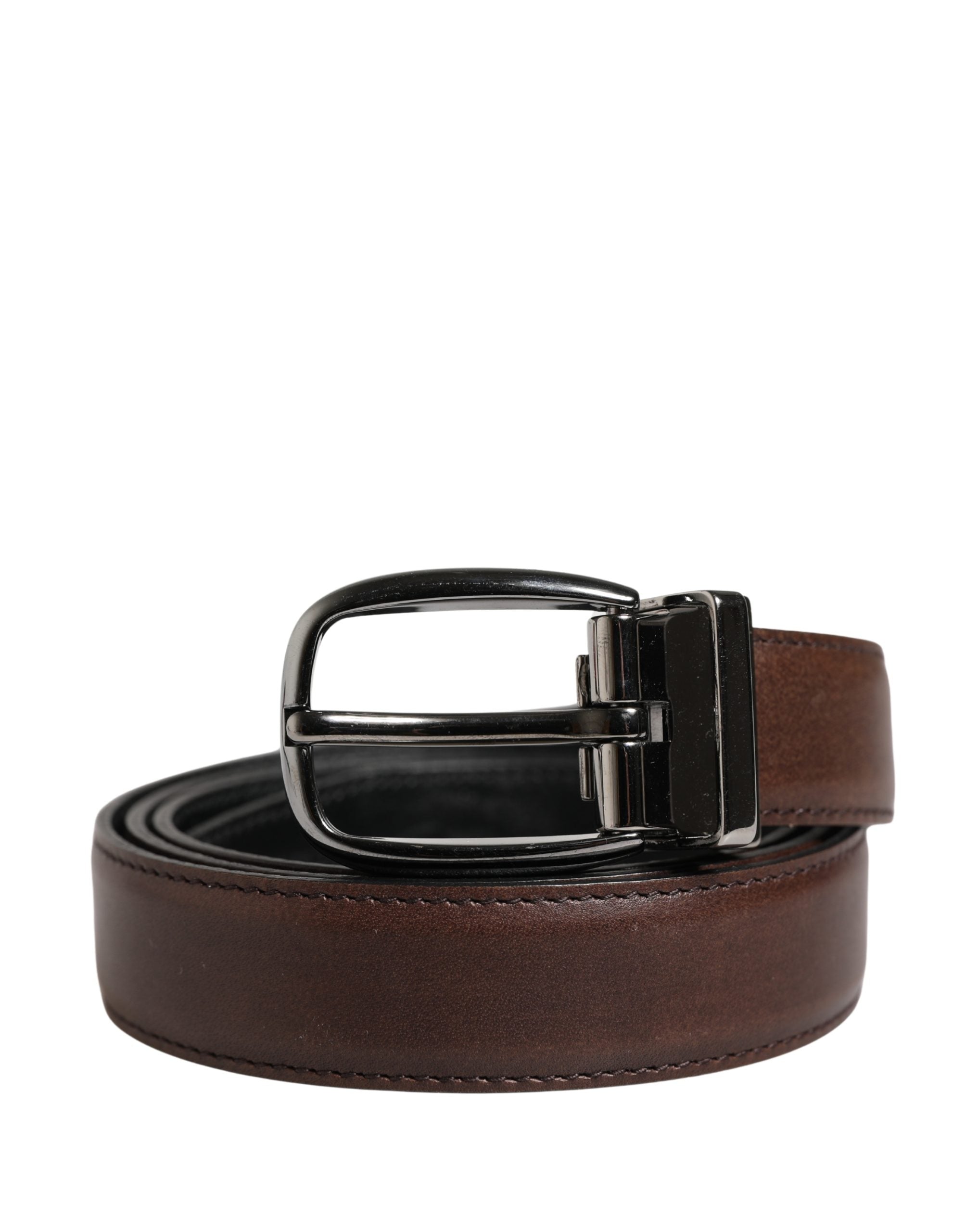 Dolce & Gabbana Men Brown Classic Leather Metal Buckle Belt - Luxe Marca