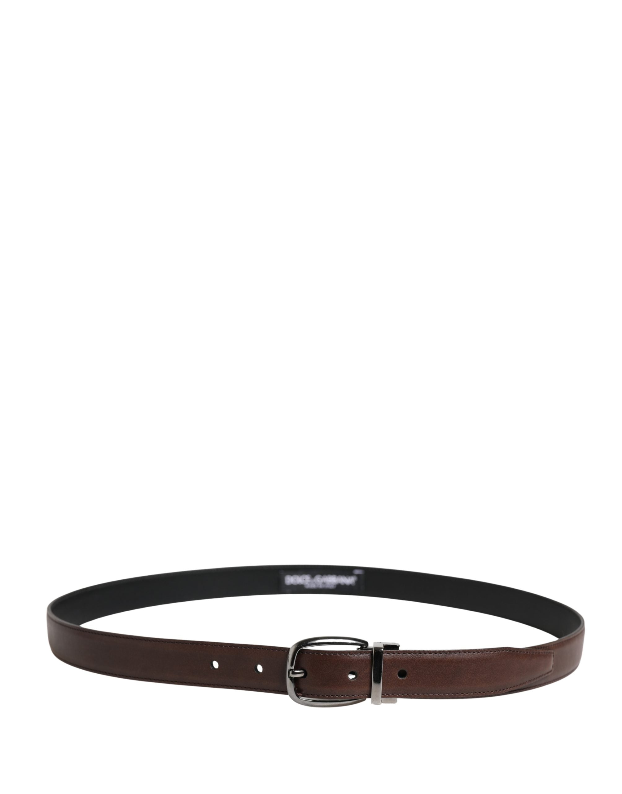 Dolce & Gabbana Men Brown Classic Leather Metal Buckle Belt - Luxe Marca