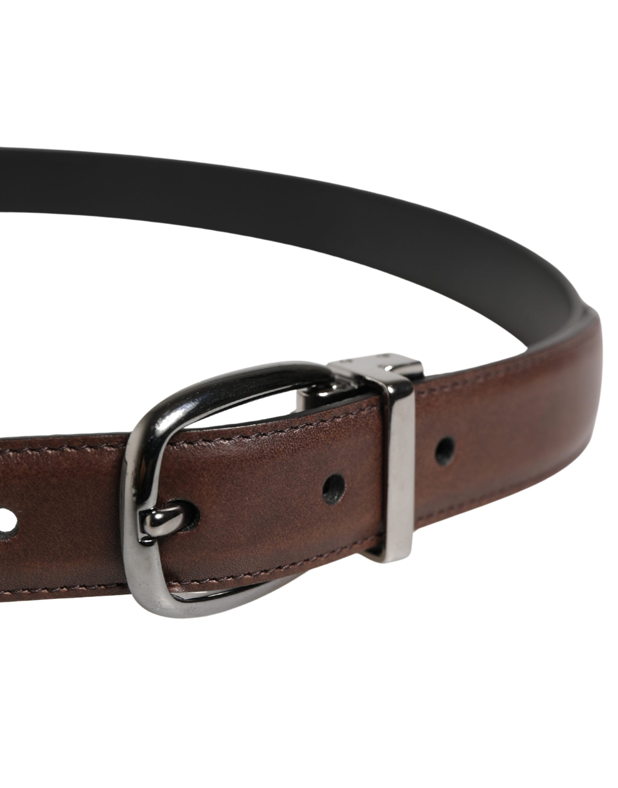 Dolce & Gabbana Men Brown Classic Leather Metal Buckle Belt - Luxe Marca