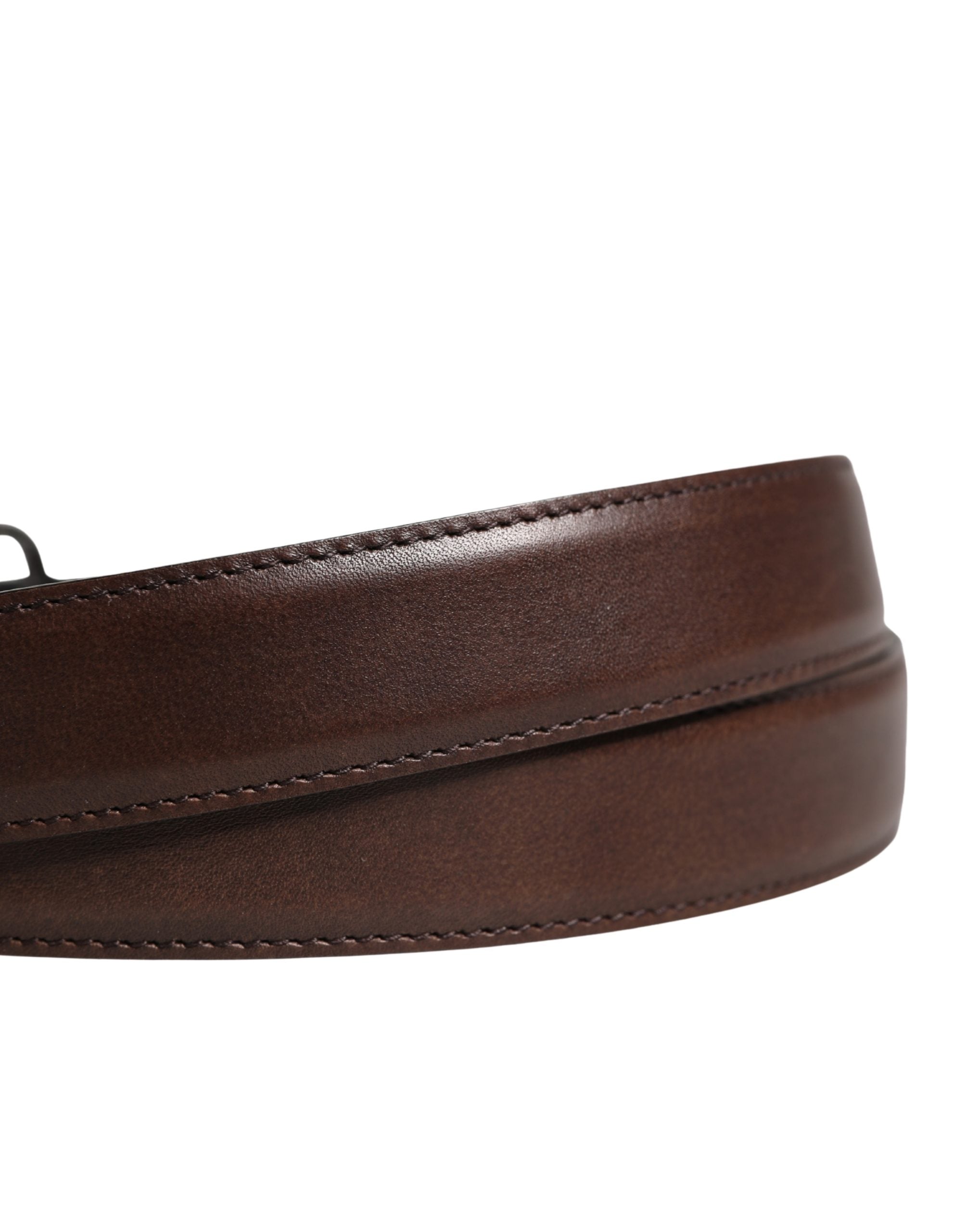 Dolce & Gabbana Men Brown Classic Leather Metal Buckle Belt - Luxe Marca