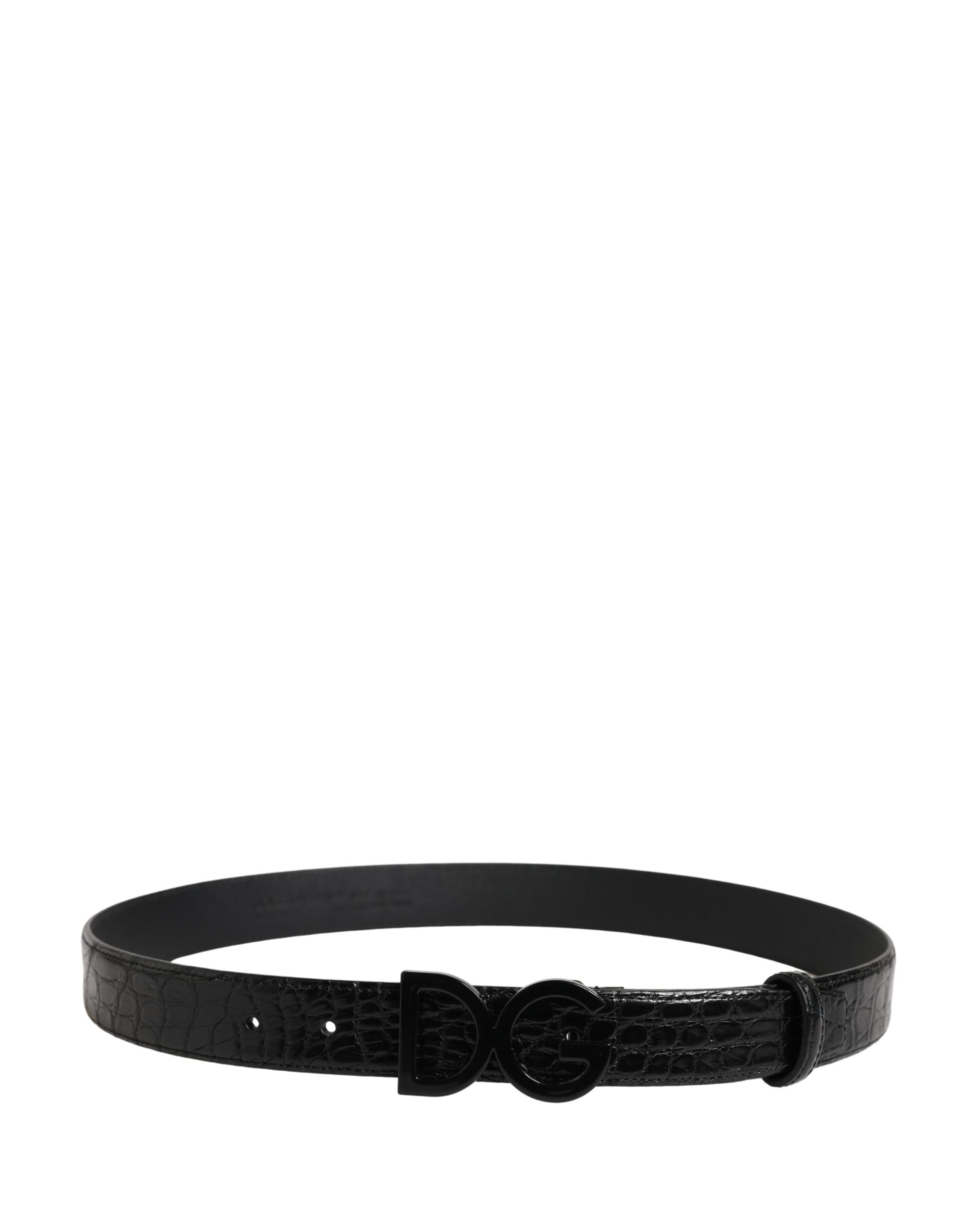 Dolce & Gabbana Men Black Exotic Leather Logo Buckle Belt - Luxe Marca