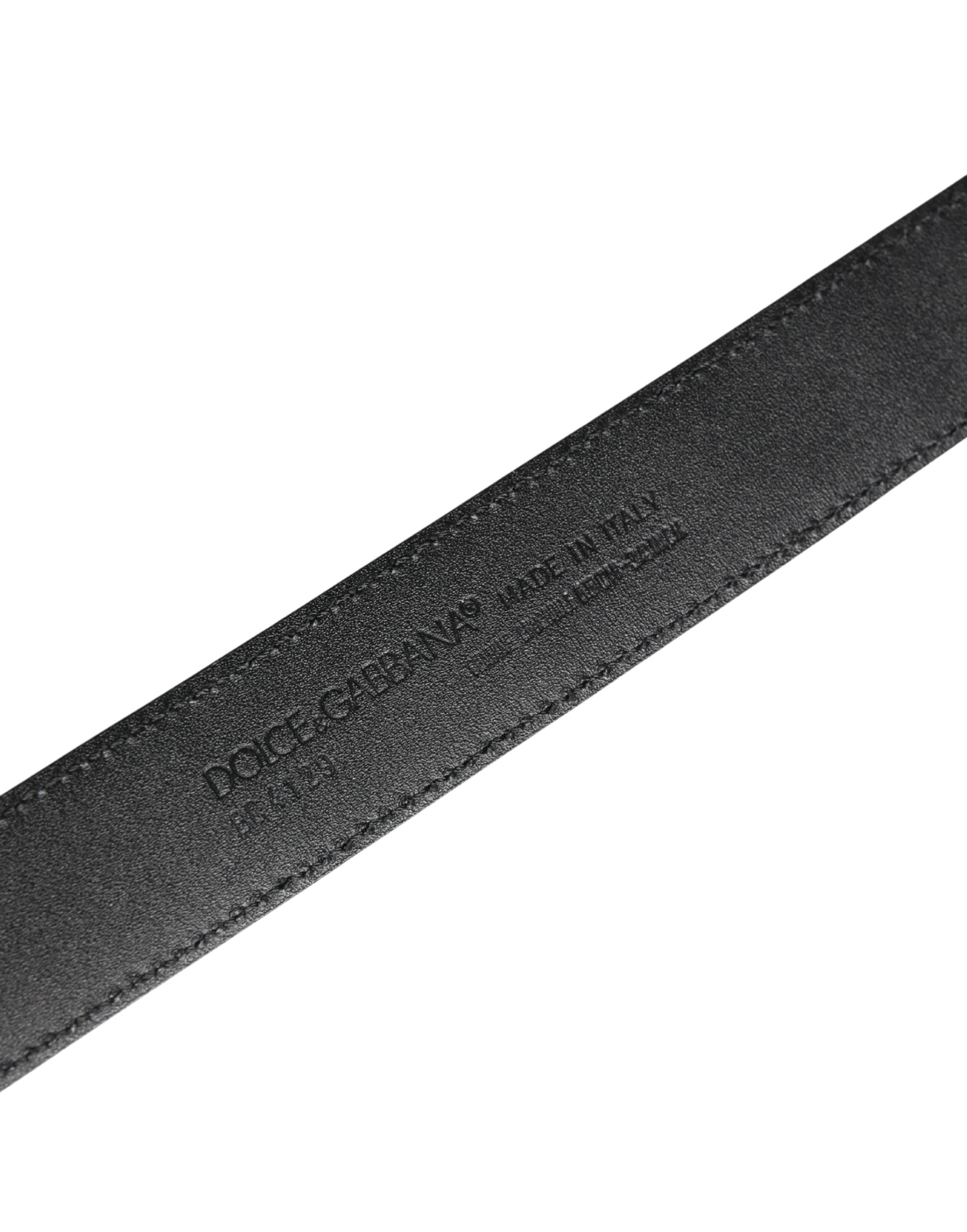 Dolce & Gabbana Men Black Exotic Leather Logo Buckle Belt - Luxe Marca