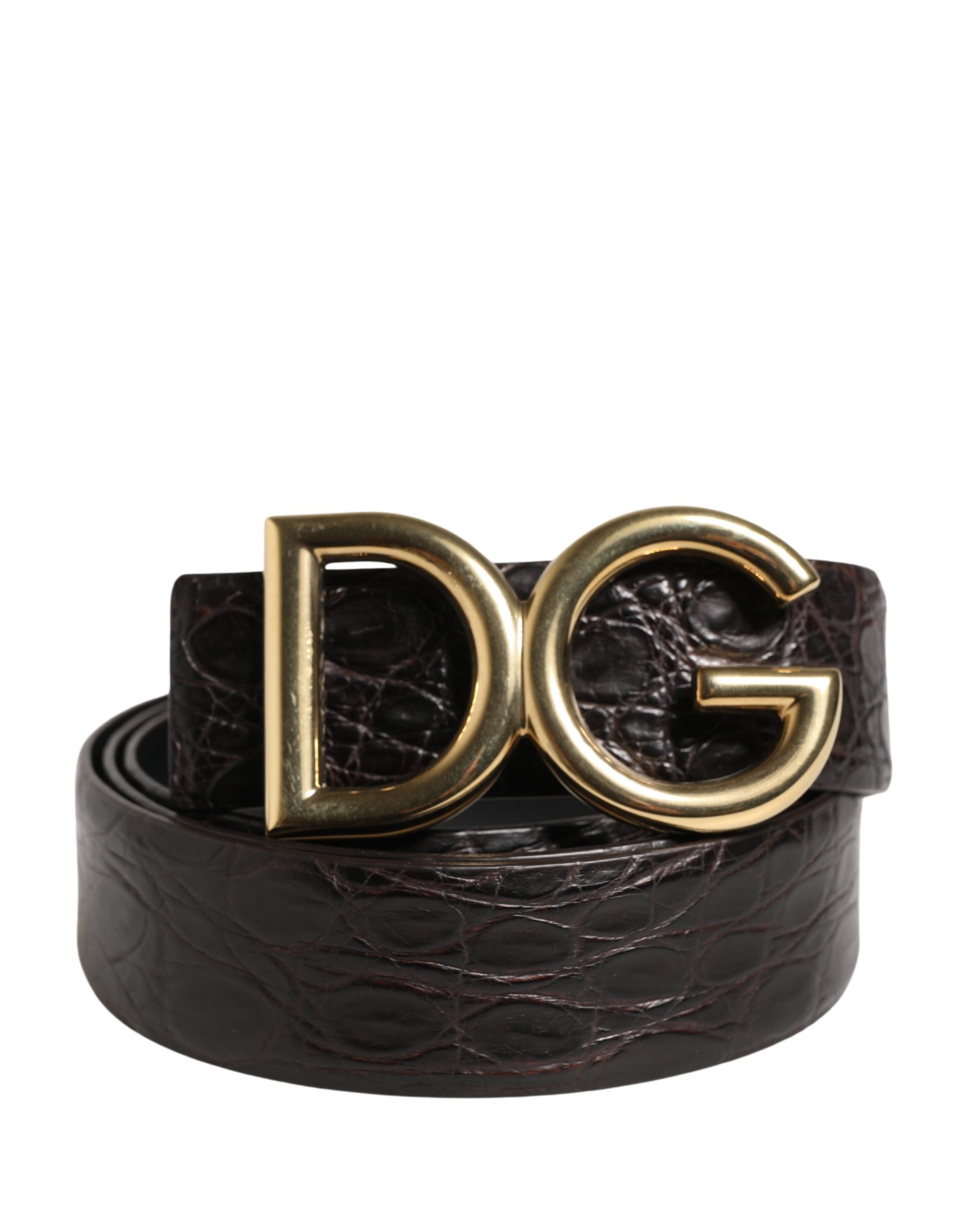 Dolce & Gabbana Men Black Exotic Leather Logo Buckle Belt - Luxe Marca