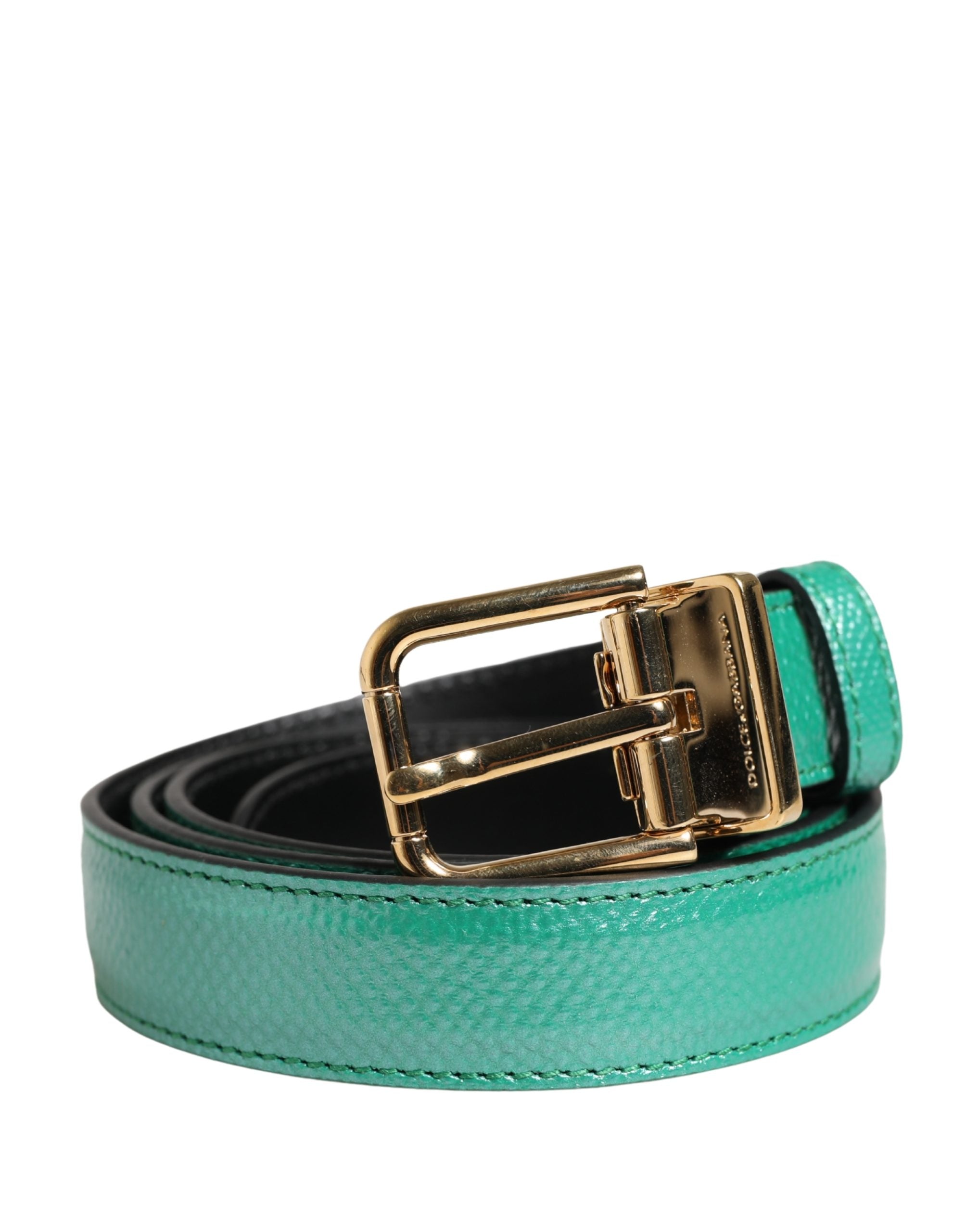 Dolce & Gabbana Men Green Classic Leather Metal Buckle Belt - Luxe Marca