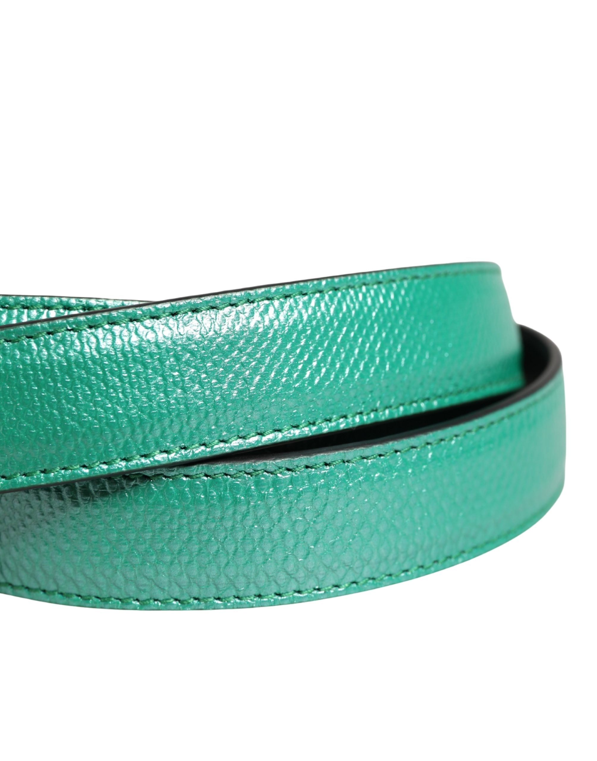 Dolce & Gabbana Men Green Classic Leather Metal Buckle Belt - Luxe Marca