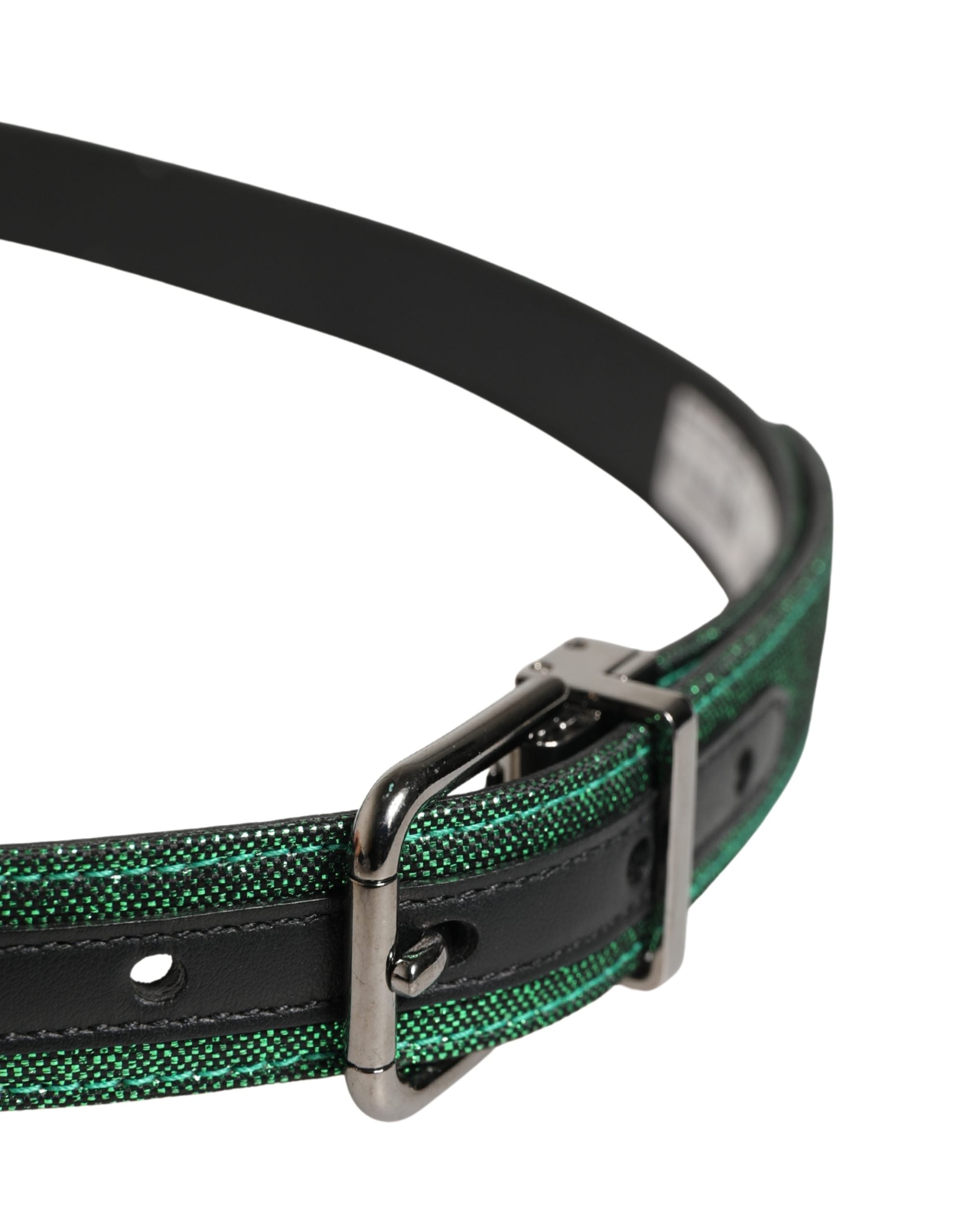 Dolce & Gabbana Men Green Lurex Polyester Metal Buckle Belt - Luxe Marca