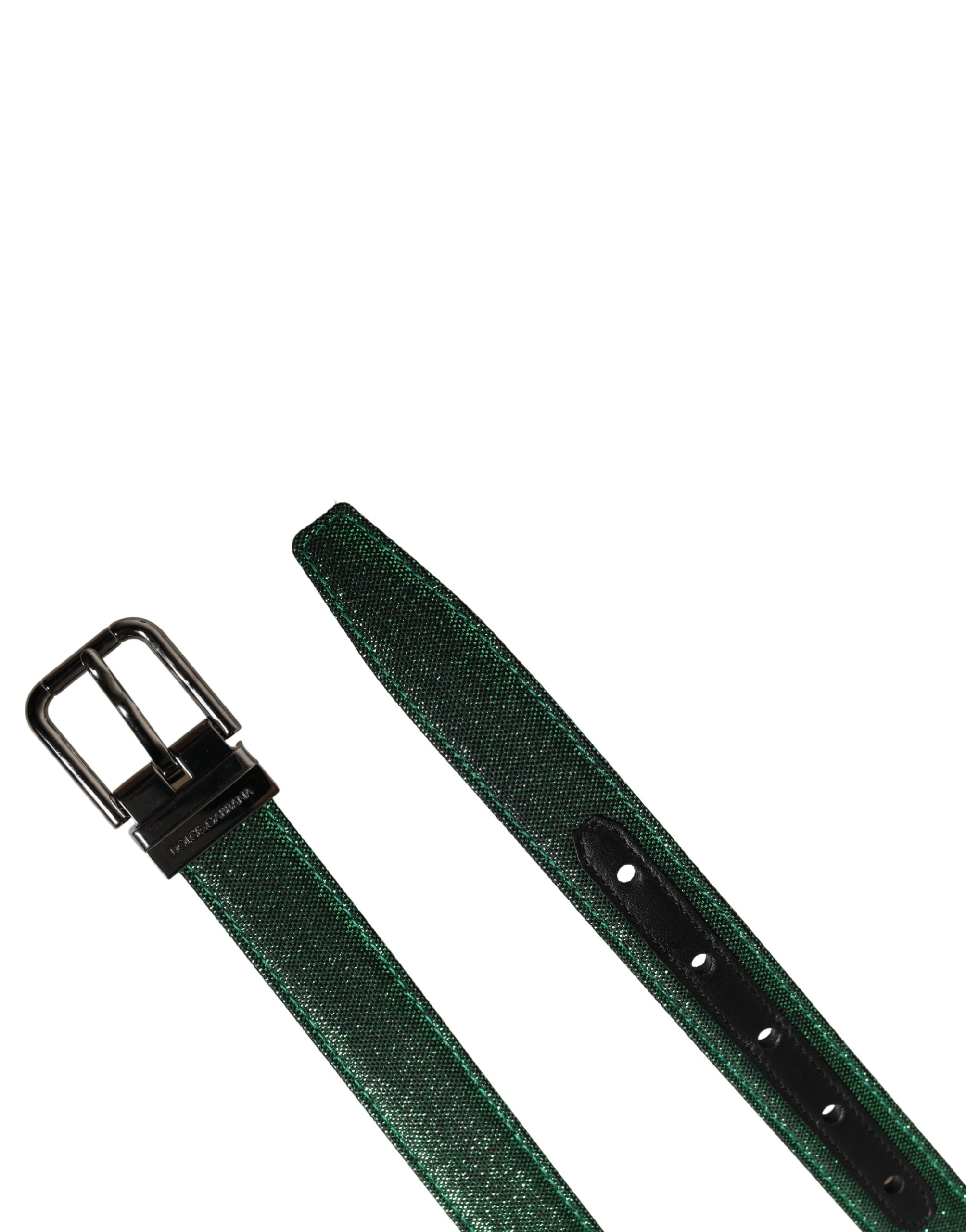 Dolce & Gabbana Men Green Lurex Polyester Metal Buckle Belt - Luxe Marca