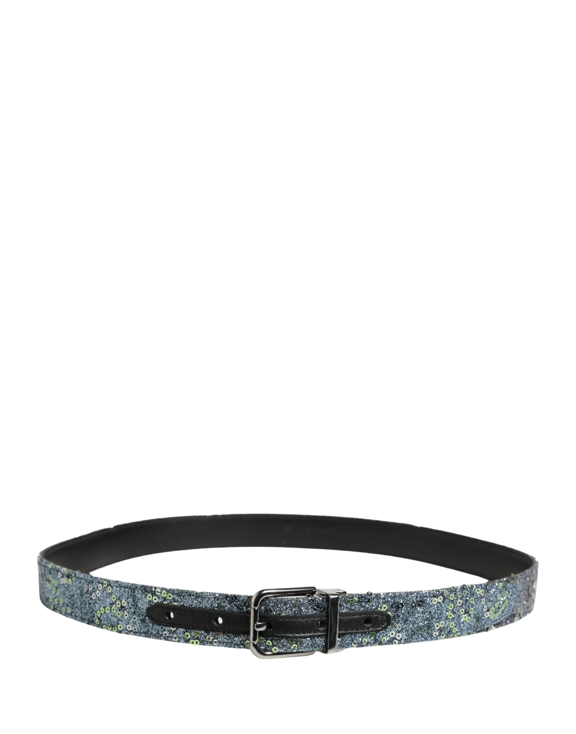 Dolce & Gabbana Men Multicolor Sequin Silver Metal Buckle Belt - Luxe Marca