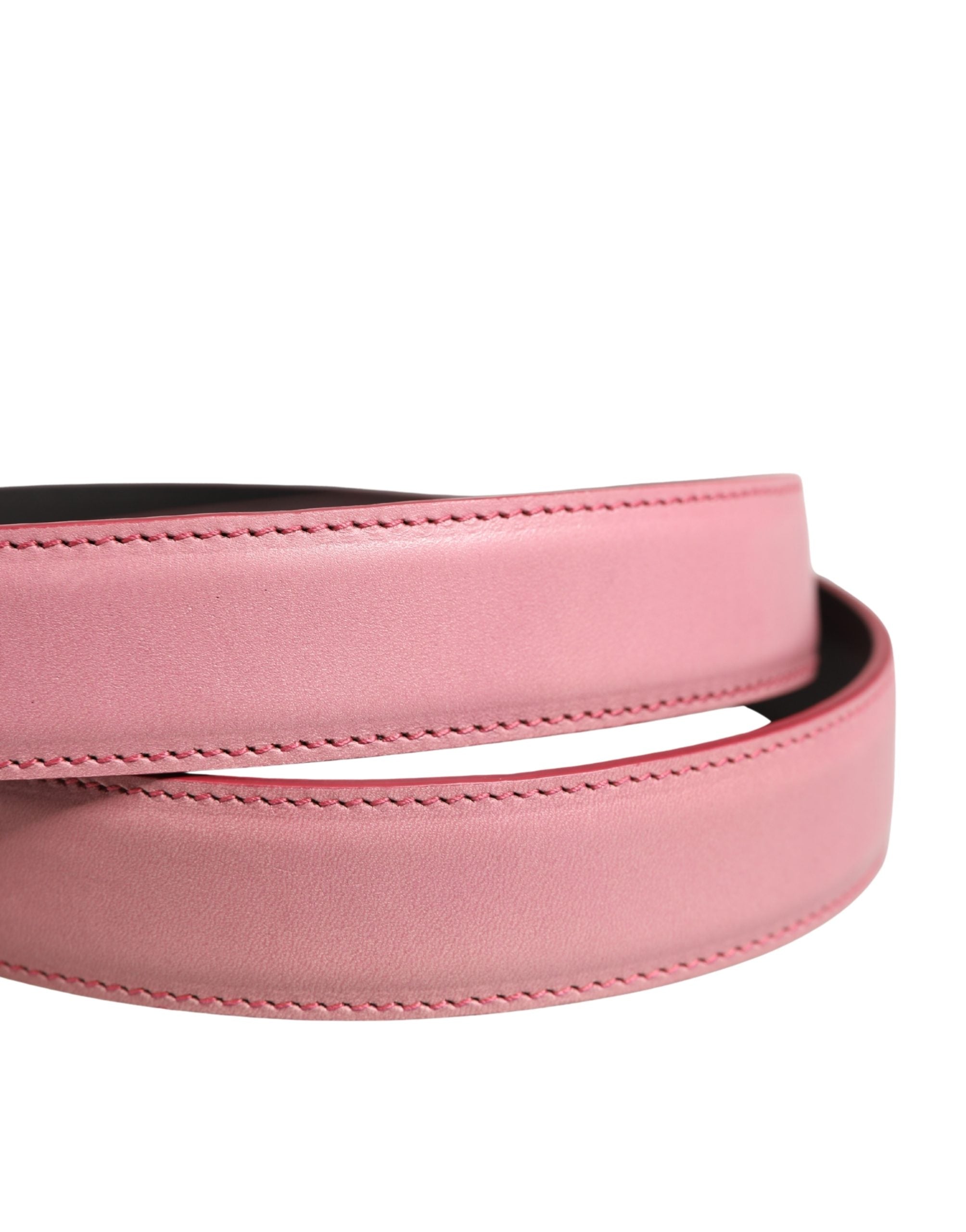 Dolce & Gabbana Men Pink Classic Leather Metal Buckle Belt - Luxe Marca