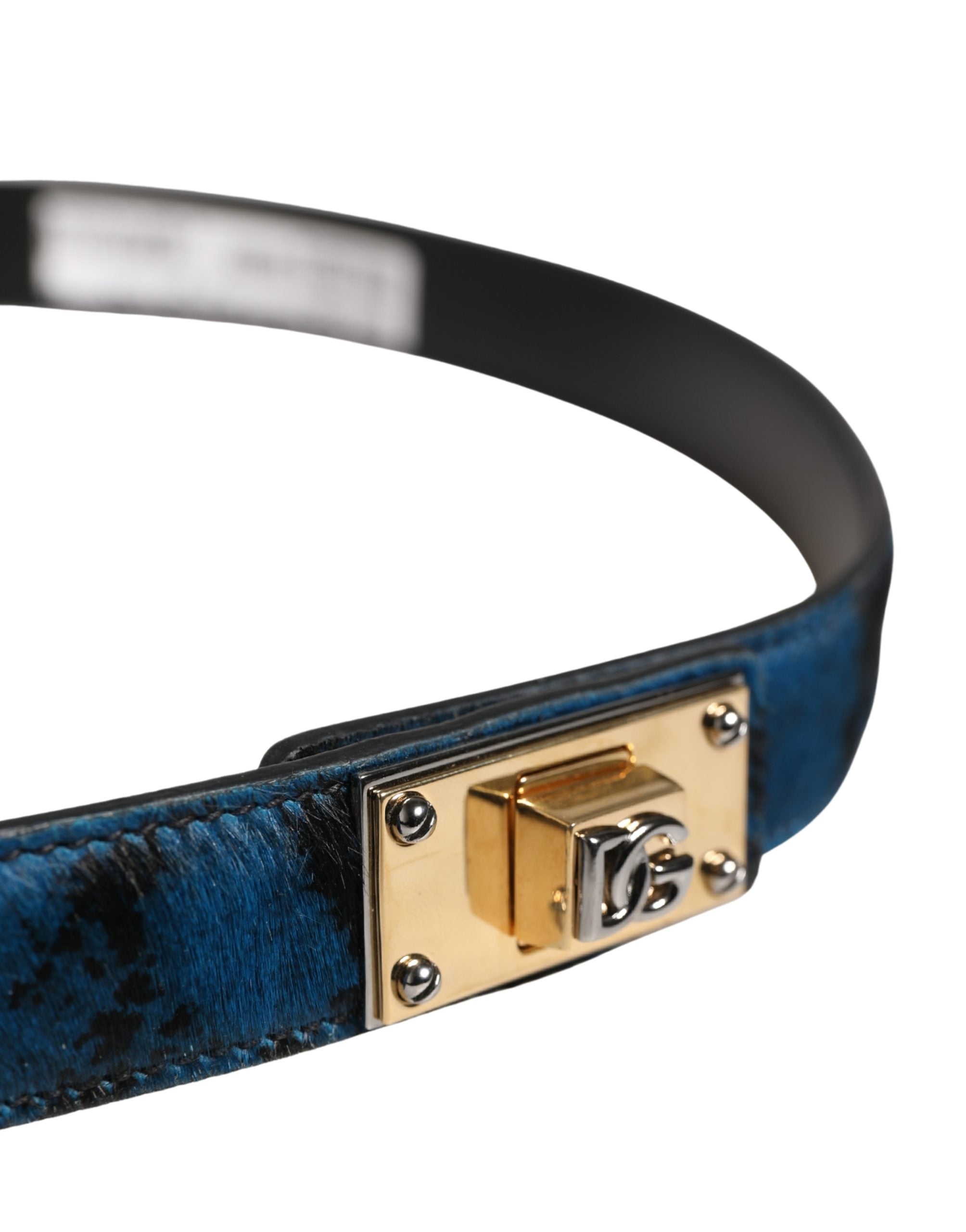 Dolce & Gabbana Men Blue Calf Leather Logo Metal Buckle Belt - Luxe Marca