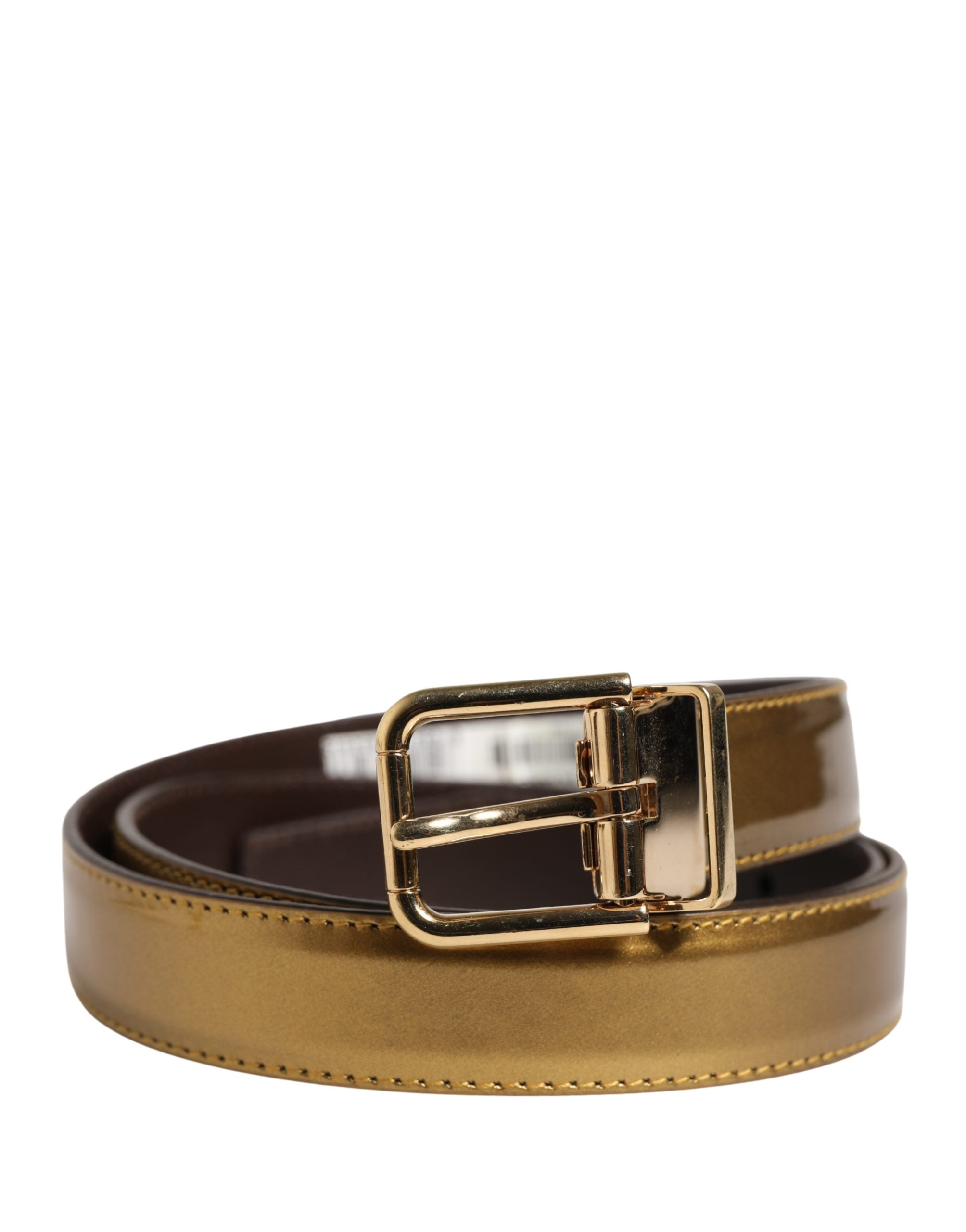 Dolce & Gabbana Men Gold Classic Leather Metal Buckle Belt - Luxe Marca